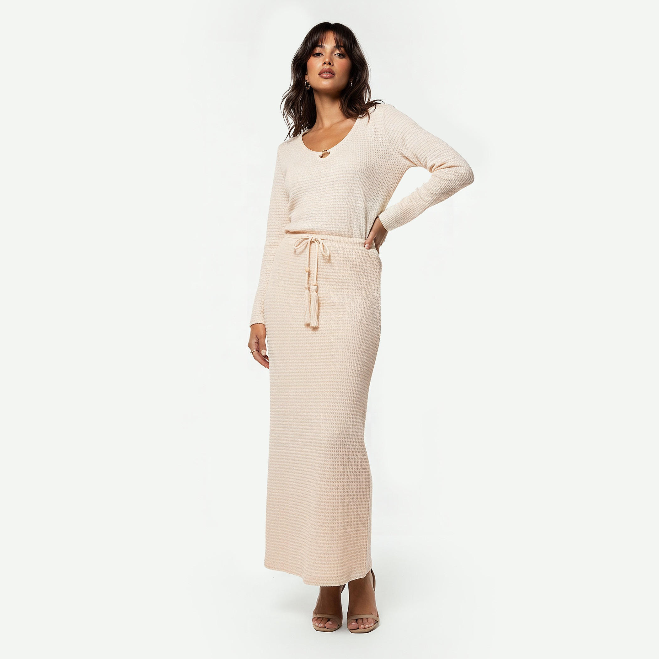 2Xtremz Maxi A-line Textured Skirt with Tie-Up-women-clothing-bottoms-skirts-image-3