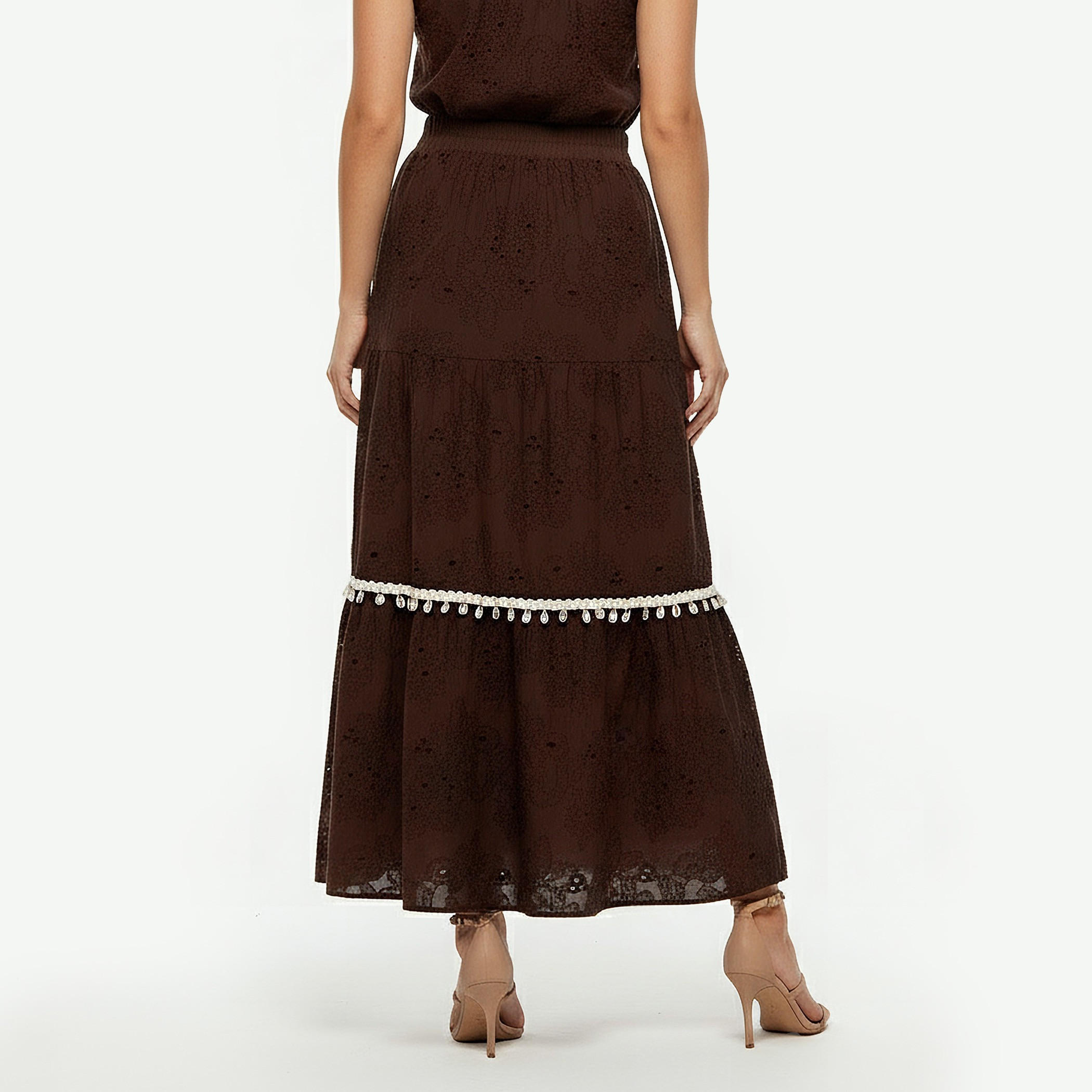 تنورة قطن ماكسي متعددة الطبقات بتطريز زهري من تو إكستريمز-women-clothing-bottoms-skirts-image-4