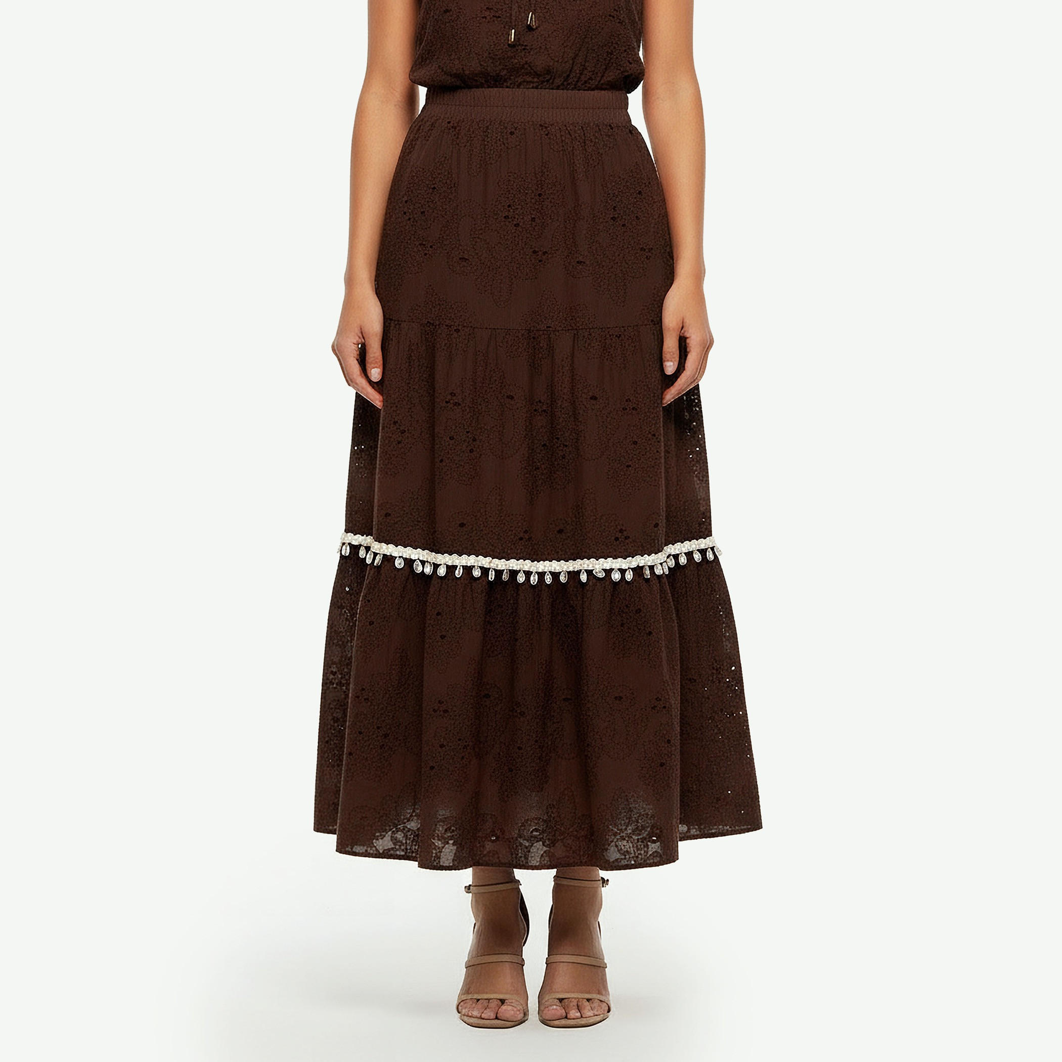 تنورة قطن ماكسي متعددة الطبقات بتطريز زهري من تو إكستريمز-women-clothing-bottoms-skirts-image-5