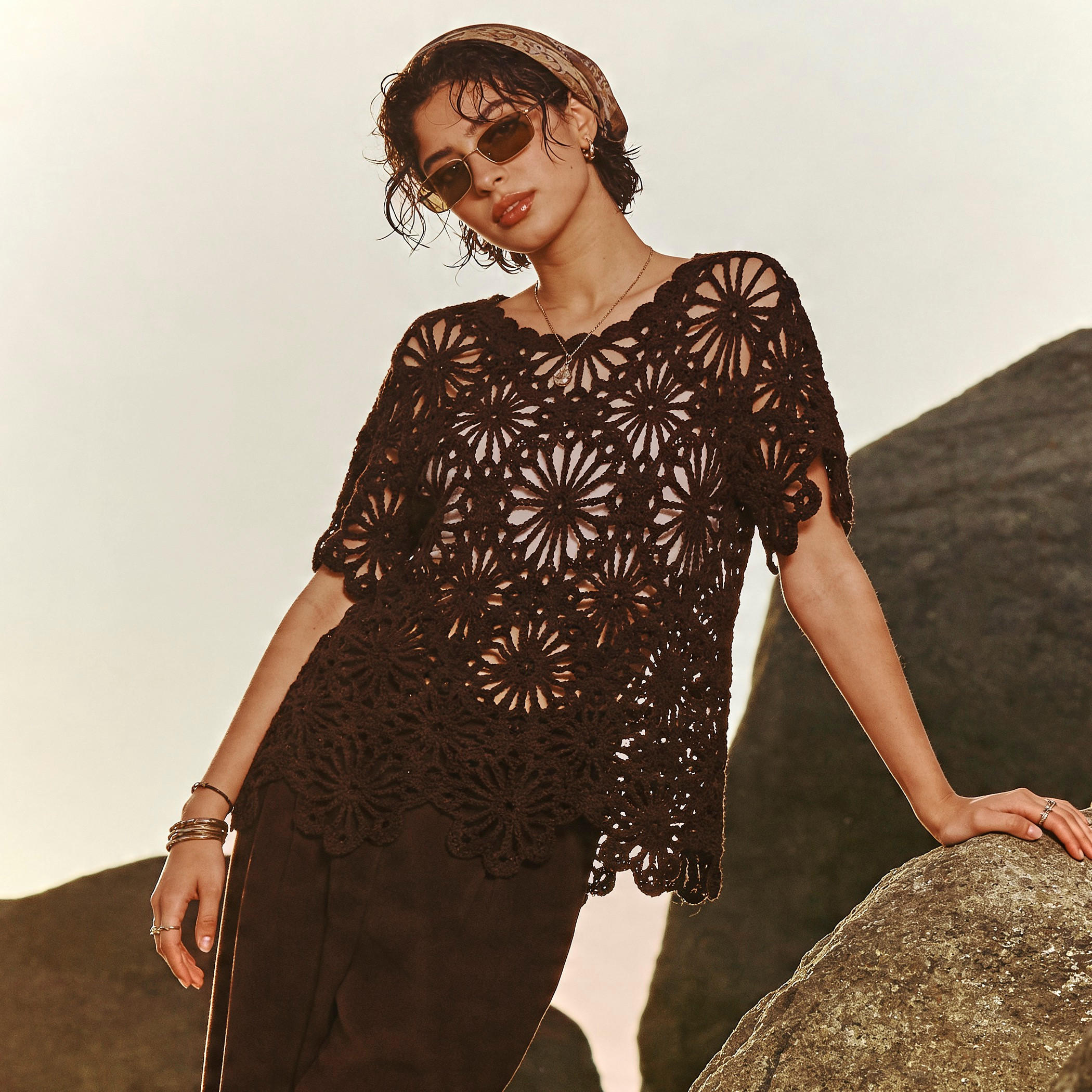 بلوزة كروشيه منسوجة بتفاصيل ترتر من تو إكستريمز-women-clothing-shirtsandblouses-blouses-image-1