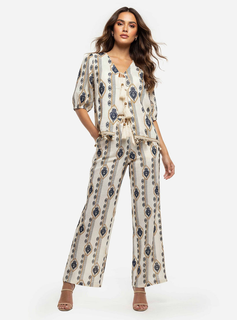 بنطلون بقصّة واسعة وخصر متوسط وتطريز من تو إكستريمز-women-clothing-bottoms-trousers-image-3
