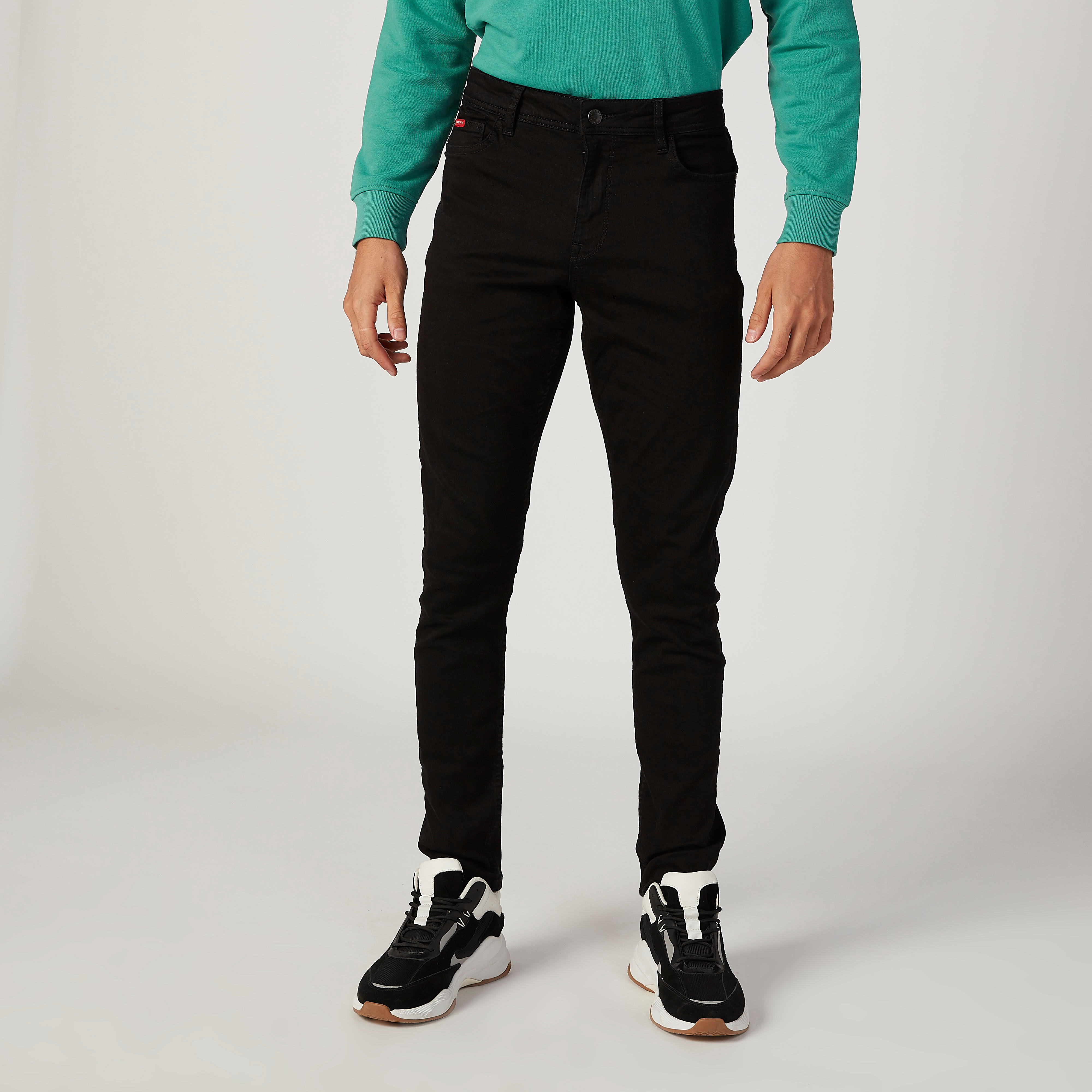 بنطلون جينز سادة بجيوب وحلقات للحزام من لي كوبر-men-clothing-bottoms-jeans-image-1