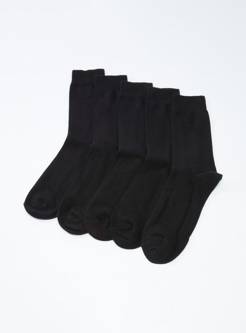 Set of 5 - Textured Crew Length Socks-men-socks-image-1