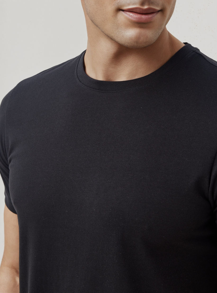 Plain Regular Fit Crew Neck T-shirt with Short Sleeves-men-clothing-tshirtsandpolos-tshirts-image-4