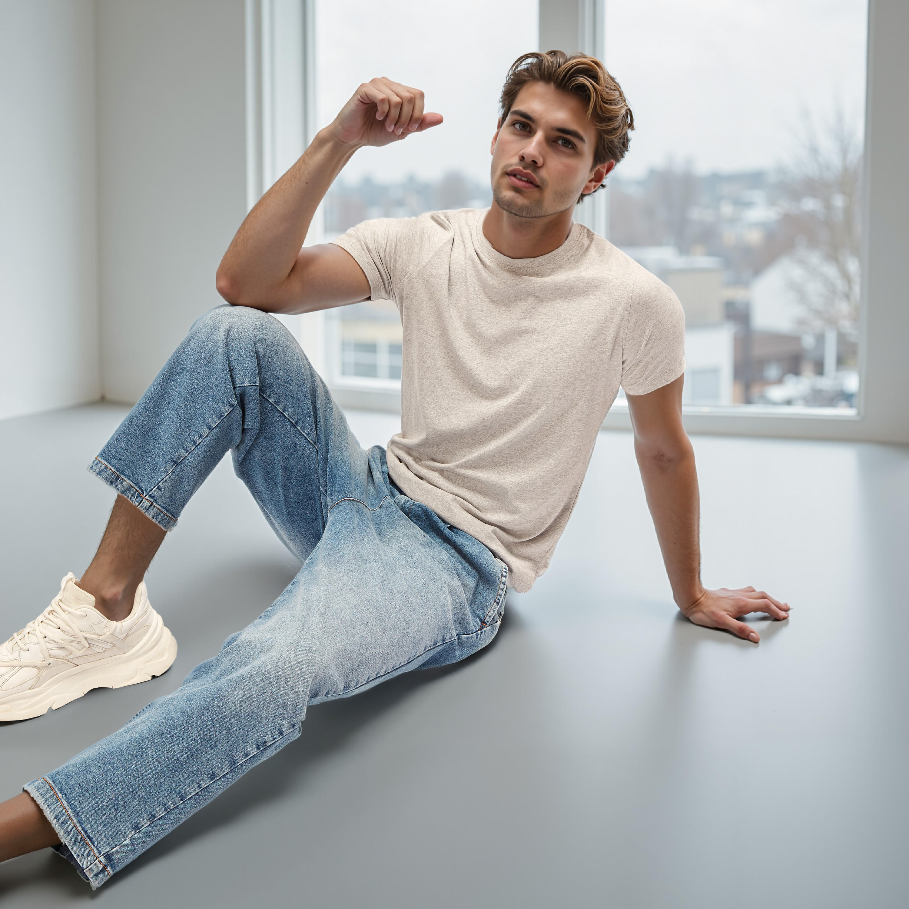 Plain Regular Fit Crew Neck T-shirt with Short Sleeves-men-clothing-tshirtsandpolos-tshirts-image-1