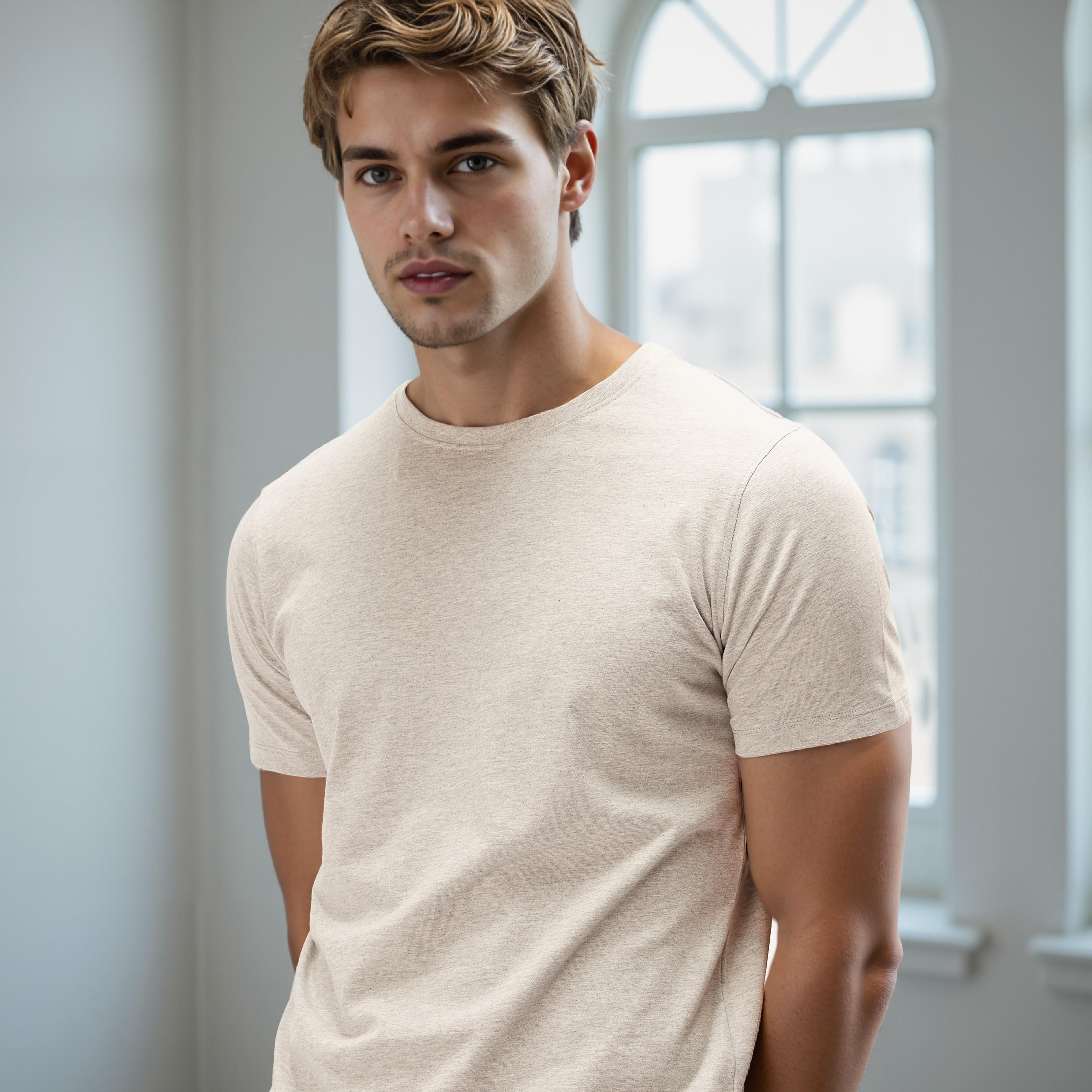 Plain Regular Fit Crew Neck T-shirt with Short Sleeves-men-clothing-tshirtsandpolos-tshirts-image-5