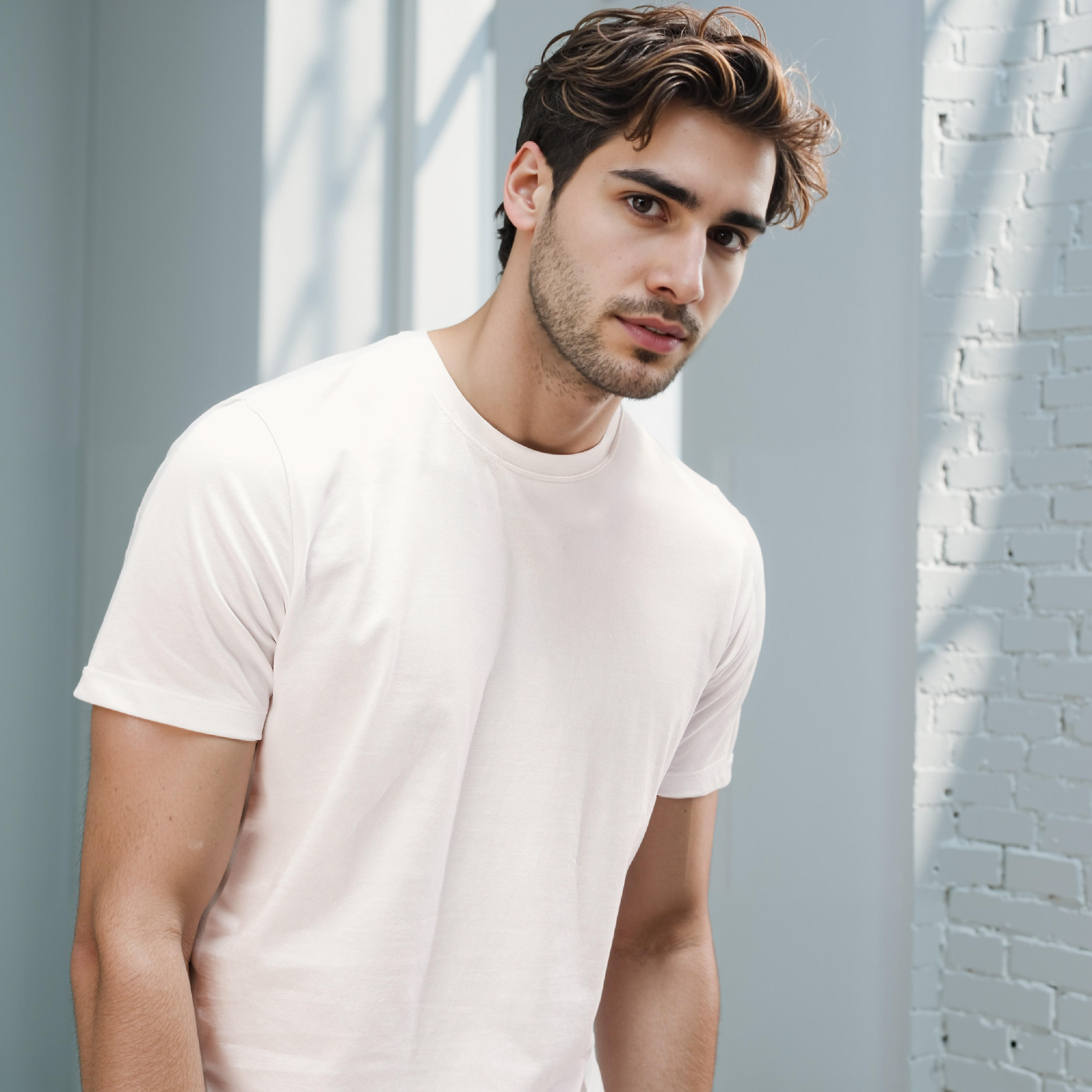Plain Regular Fit Crew Neck T-shirt with Short Sleeves-men-clothing-tshirtsandpolos-tshirts-image-5