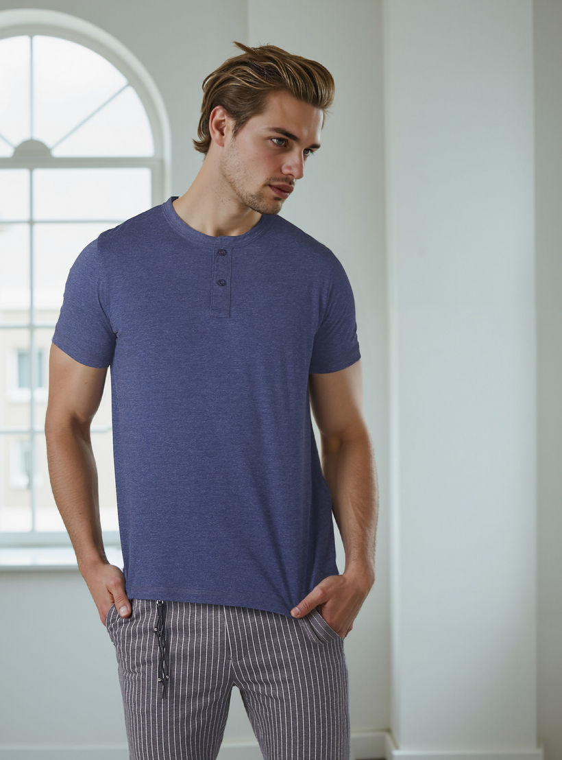 Henley Neck T-Shirt with Short Sleeves-men-clothing-tshirtsandpolos-tshirts-image-1