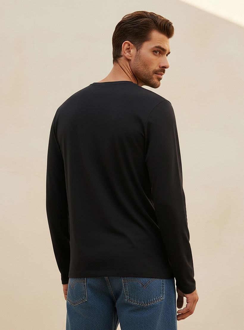 Slim Fit T-shirt with Crew Neck and Long Sleeves-men-clothing-tshirtsandpolos-tshirts-image-4