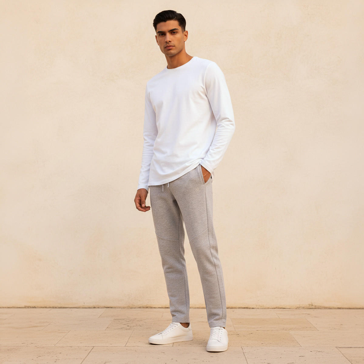Slim Fit T-shirt with Crew Neck and Long Sleeves-men-clothing-tshirtsandpolos-tshirts-image-3