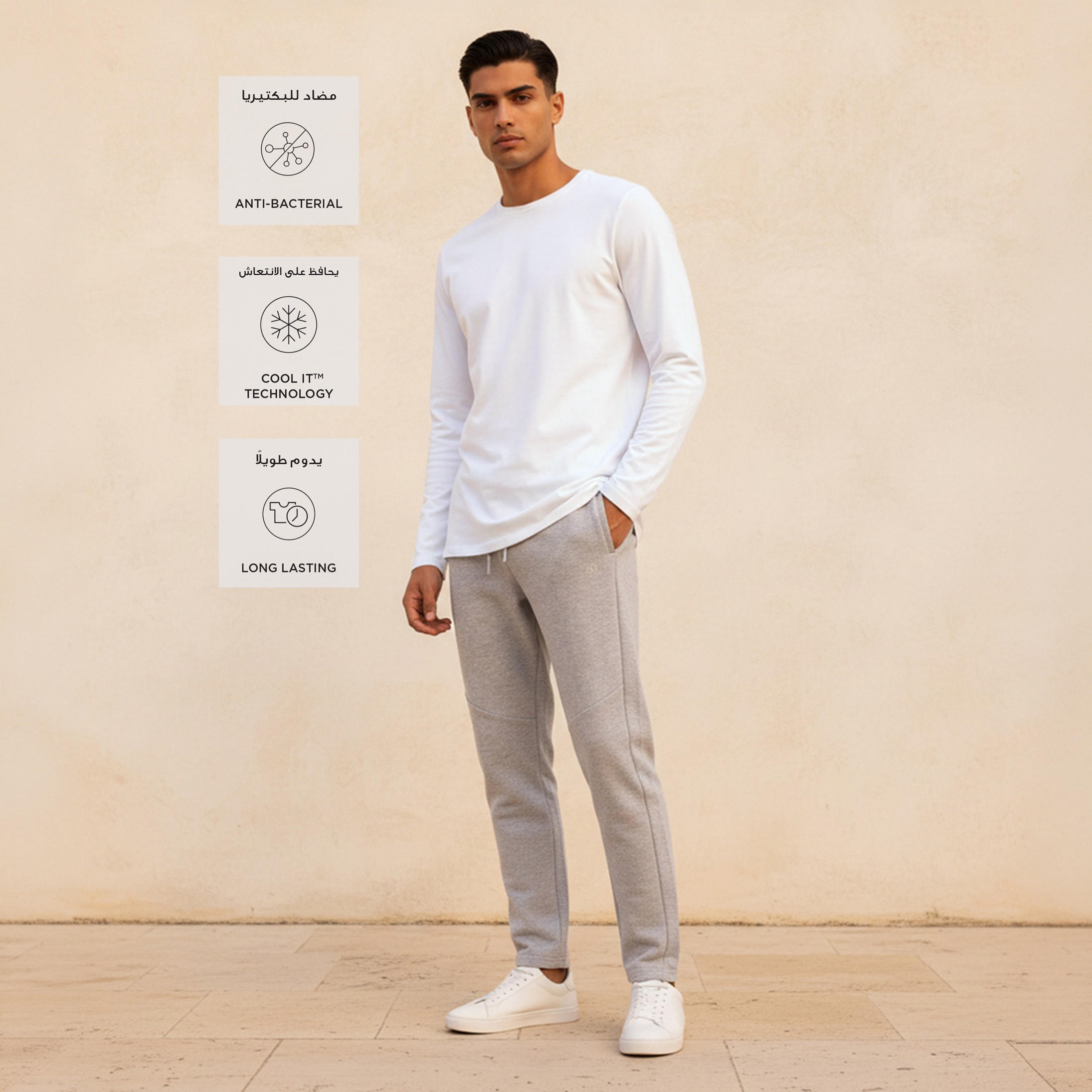 Slim Fit T-shirt with Crew Neck and Long Sleeves-men-clothing-tshirtsandpolos-tshirts-image-3
