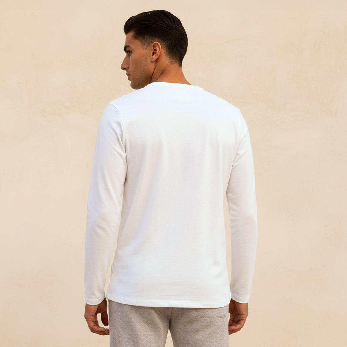 Slim Fit T-shirt with Crew Neck and Long Sleeves-men-clothing-tshirtsandpolos-tshirts-image-4