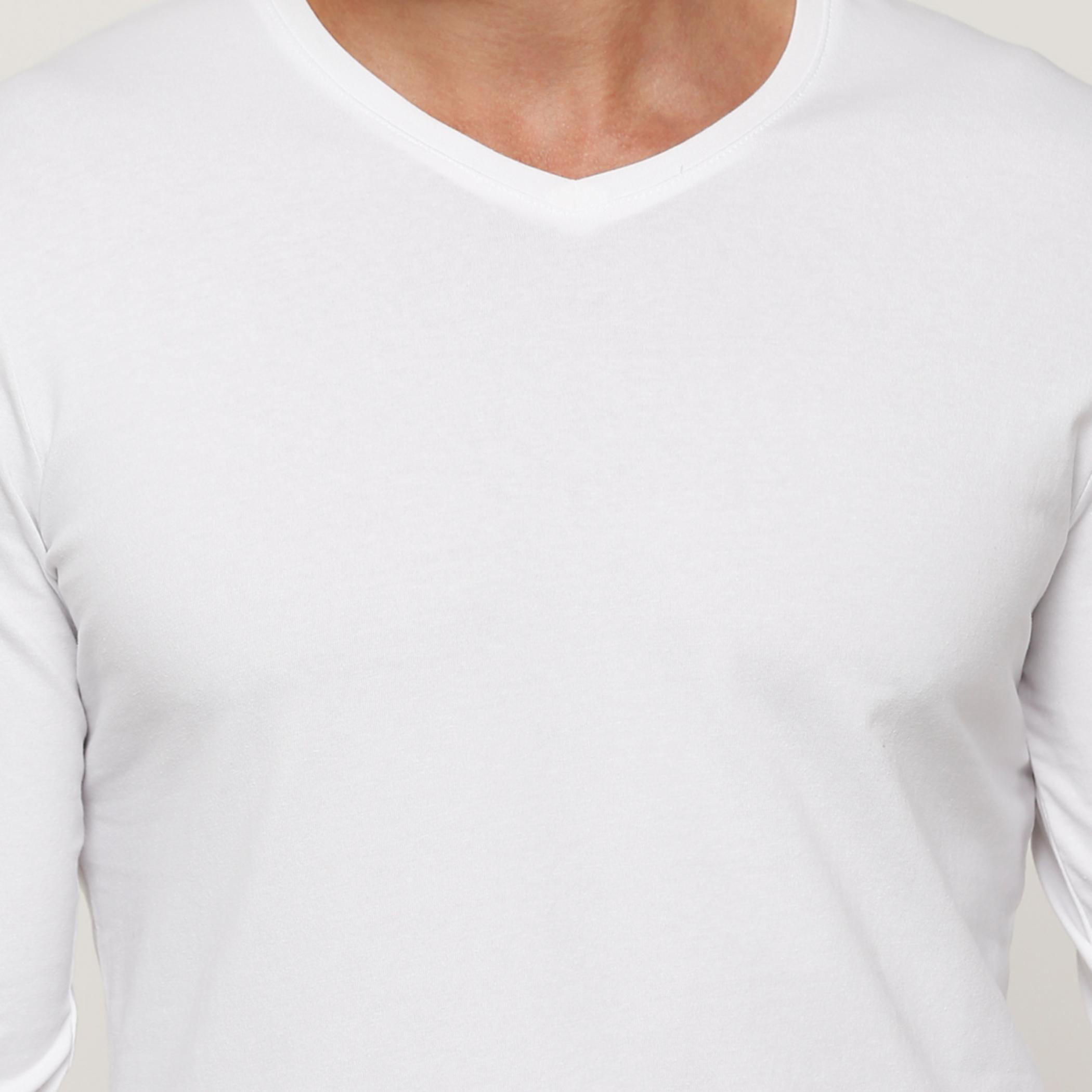 تيشيرت سادة بقصّة سليم وياقة V وأكمام طويلة -men-clothing-tshirtsandpolos-tshirts-image-4
