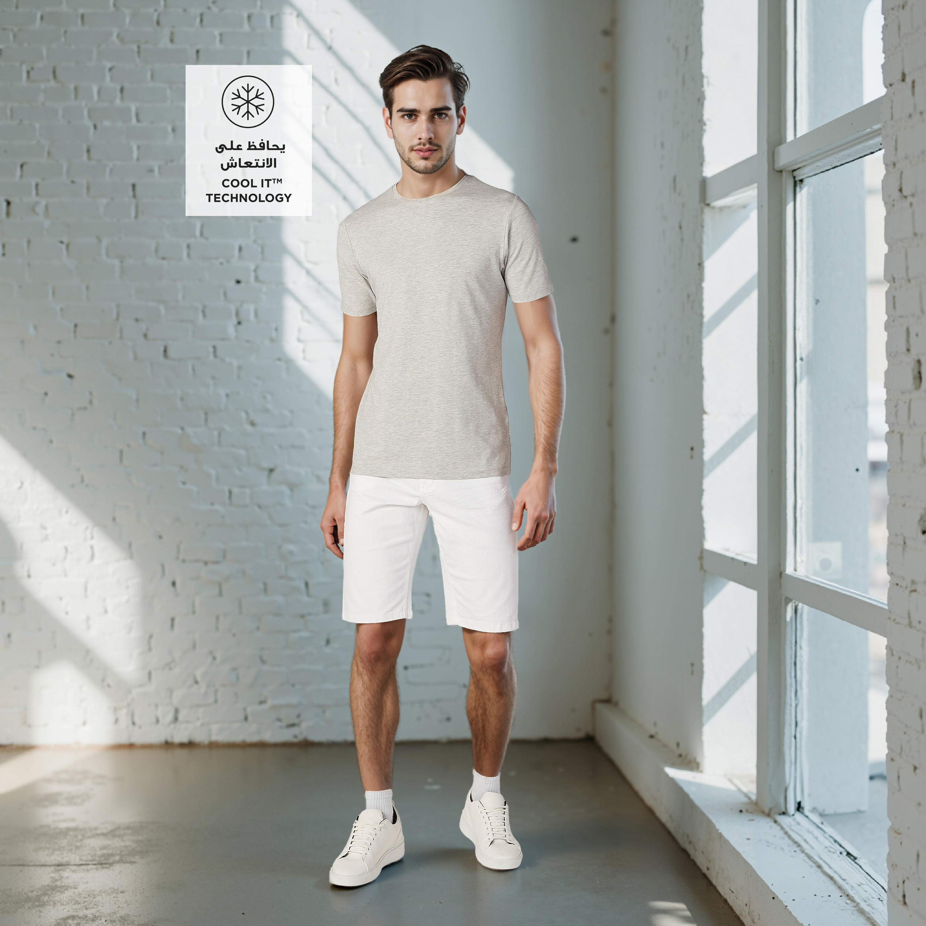 Plain Slim Fit Round Neck T-shirt with Short Sleeves-men-clothing-tshirtsandpolos-tshirts-image-2