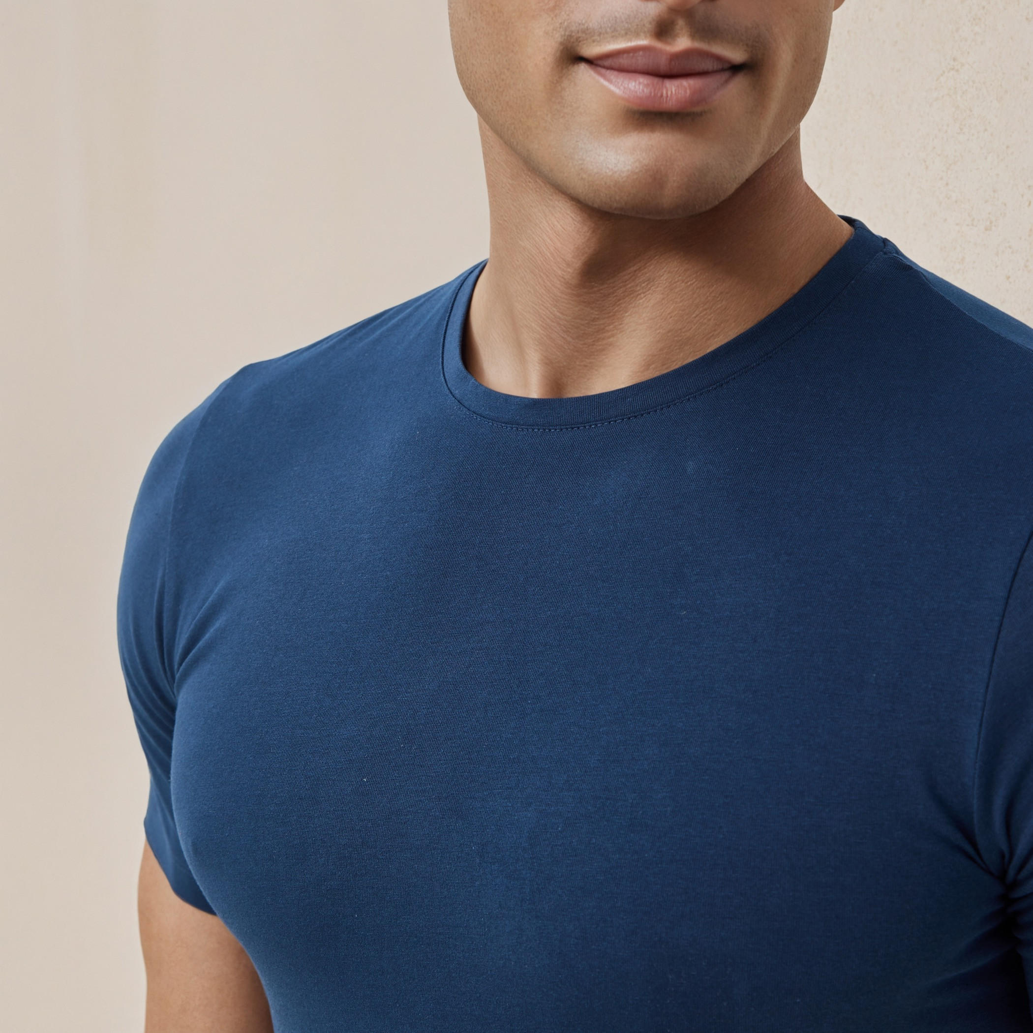 Plain Slim Fit Round Neck T-shirt with Short Sleeves-men-clothing-tshirtsandpolos-tshirts-image-4