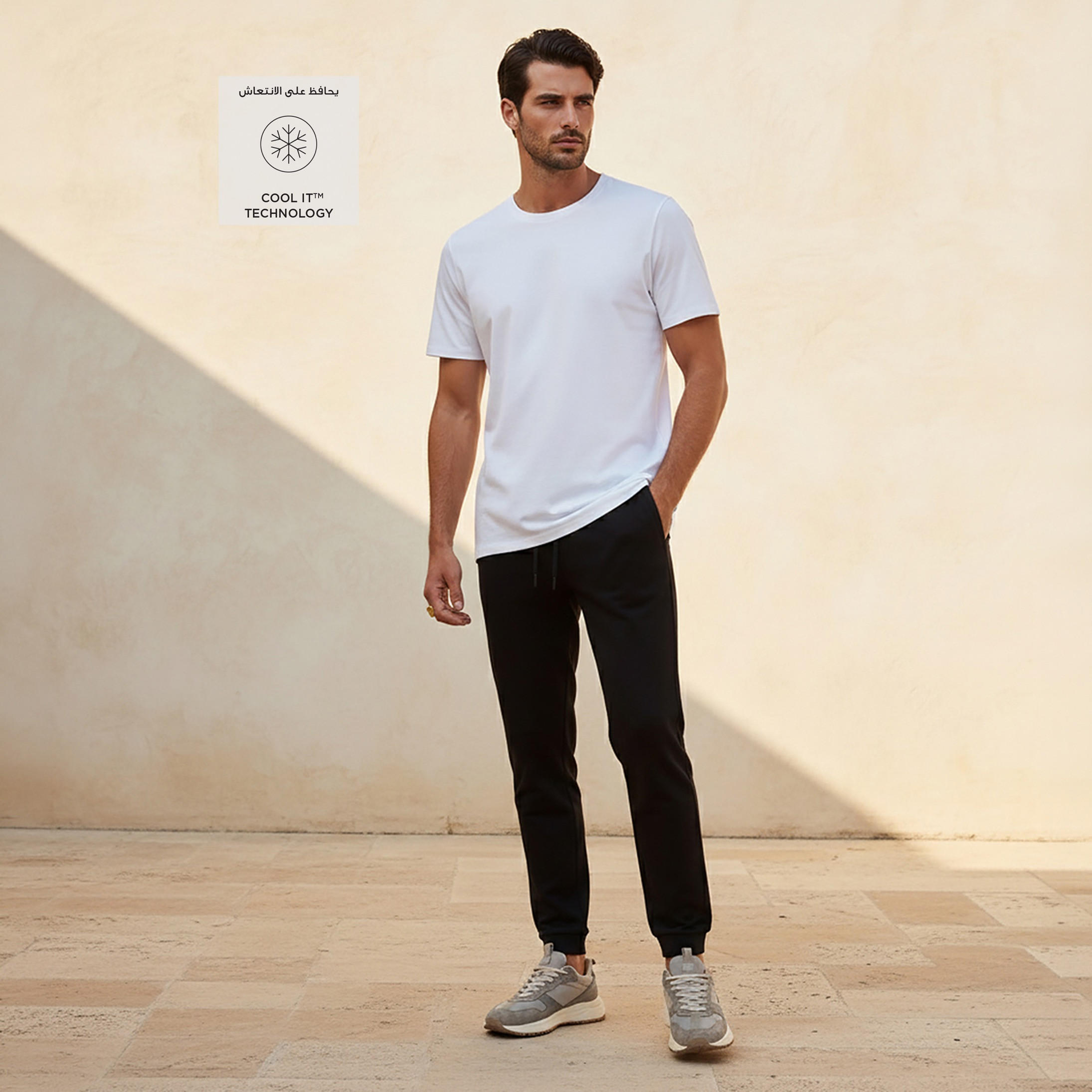 Plain Slim Fit Round Neck T-shirt with Short Sleeves-men-clothing-tshirtsandpolos-tshirts-image-3