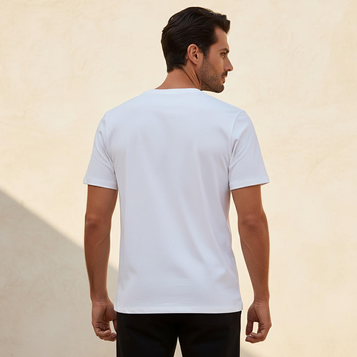 Plain Slim Fit Round Neck T-shirt with Short Sleeves-men-clothing-tshirtsandpolos-tshirts-image-4