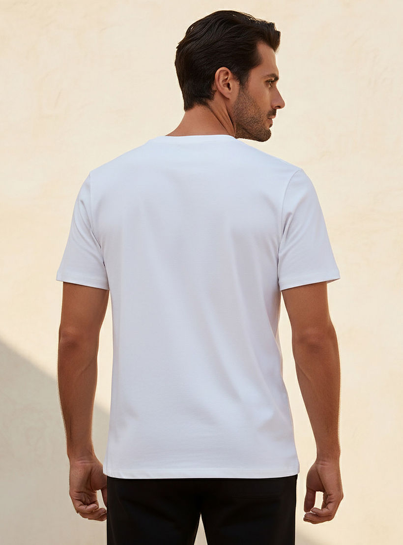 Plain Slim Fit Round Neck T-shirt with Short Sleeves-men-clothing-tshirtsandpolos-tshirts-image-4