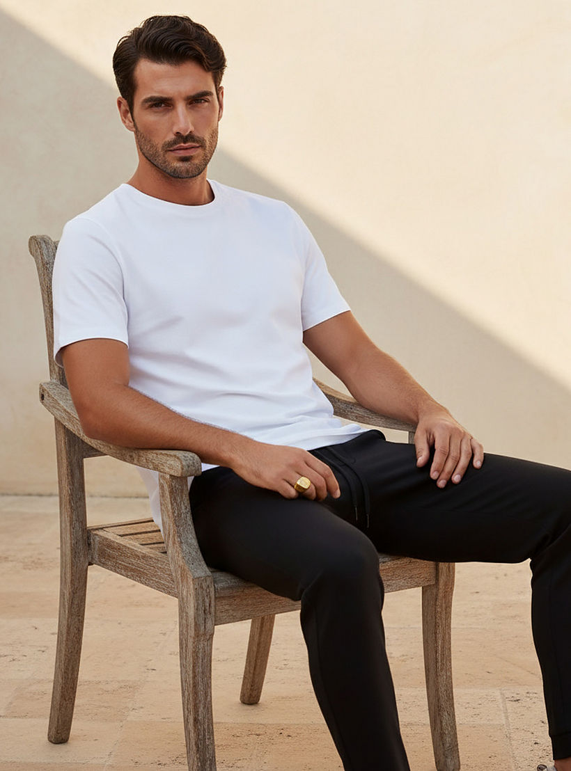 تيشيرت سادة بقصّة سليم وياقة مستديرة وأكمام طويلة-men-clothing-tshirtsandpolos-tshirts-image-5