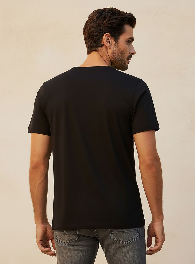 Slim Fit V-Neck T-shirt with Short Sleeves-men-clothing-tshirtsandpolos-tshirts-image-4
