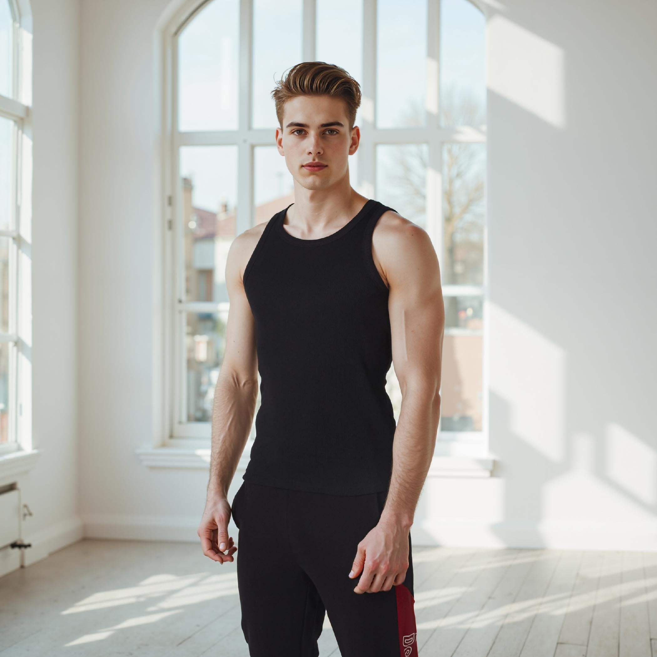 Plain Sleeveless T-shirt with Round Neck-men-clothing-tshirtsandpolos-vests-image-1