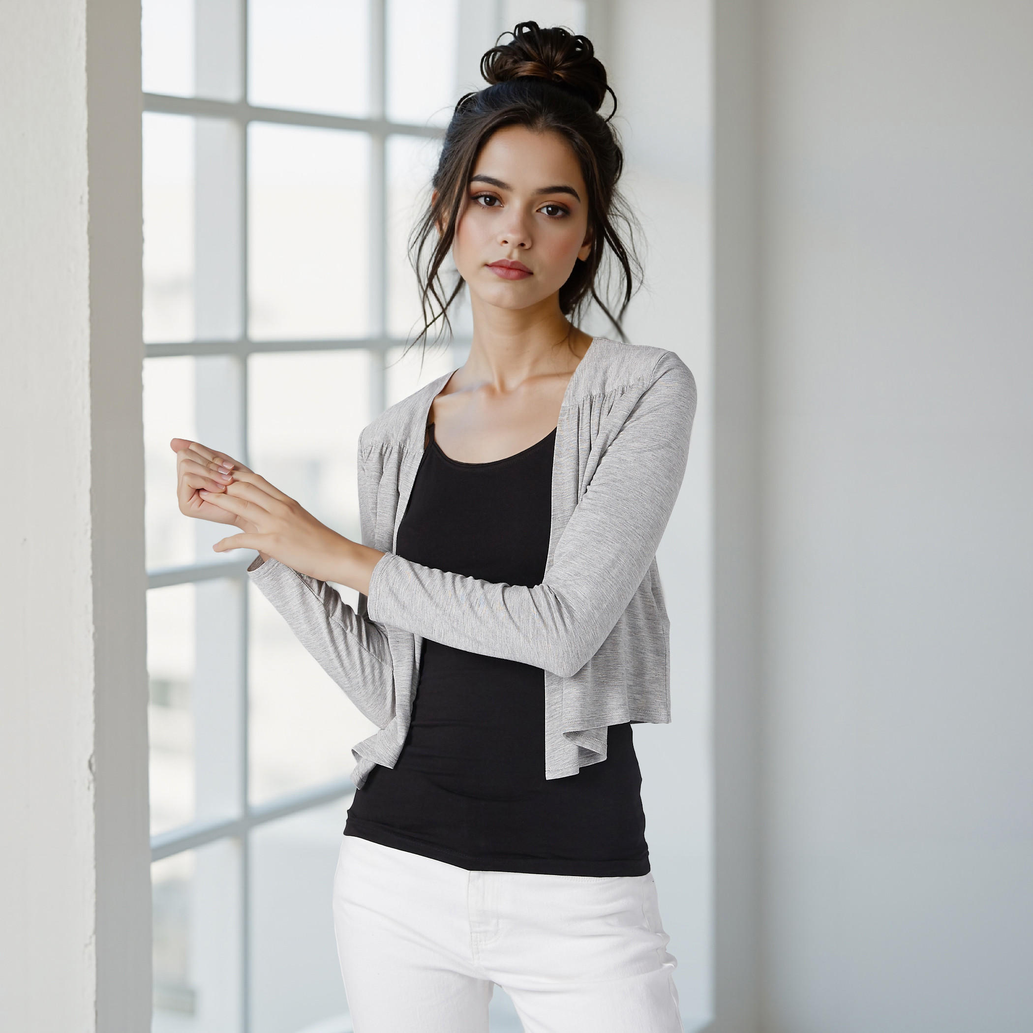 سترة ميلانج مفتوحة من الأمام بأكمام طويلة-women-winterwear-hoodiesandsweatshirts-sweatshirts-image-1