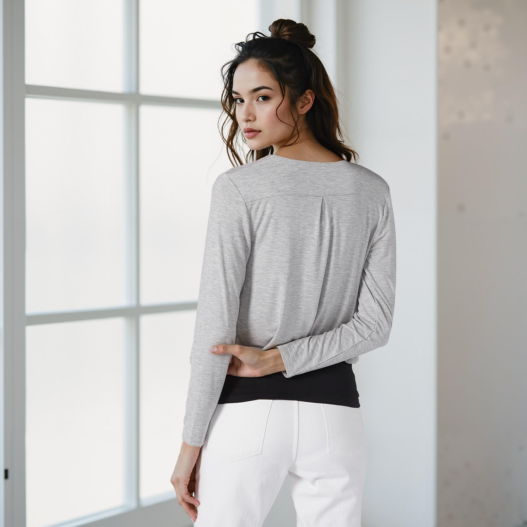 سترة ميلانج مفتوحة من الأمام بأكمام طويلة-women-winterwear-hoodiesandsweatshirts-sweatshirts-image-3