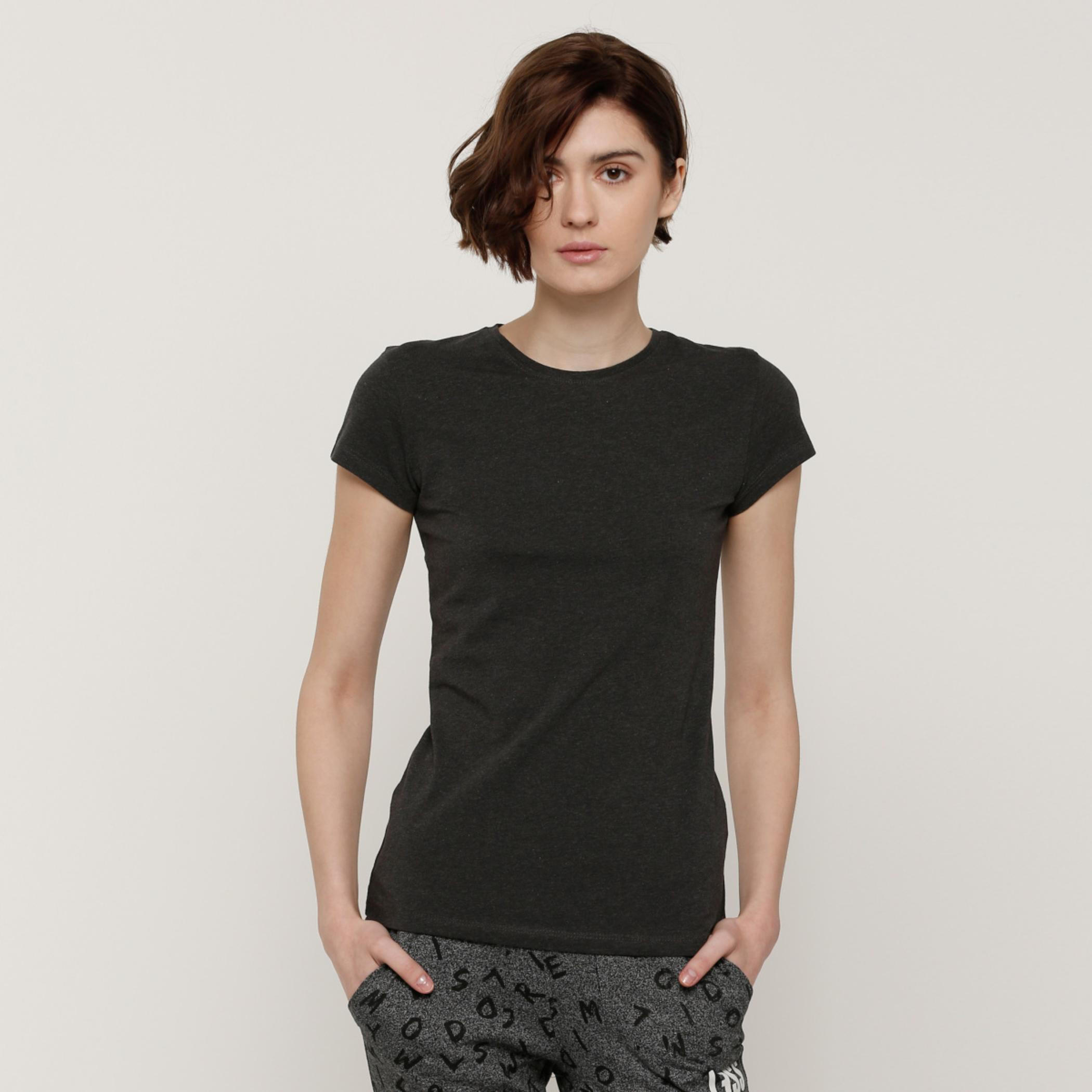 Plain Crew Neck T-Shirt with Cap Sleeves-women-clothing-tshirts-image-1