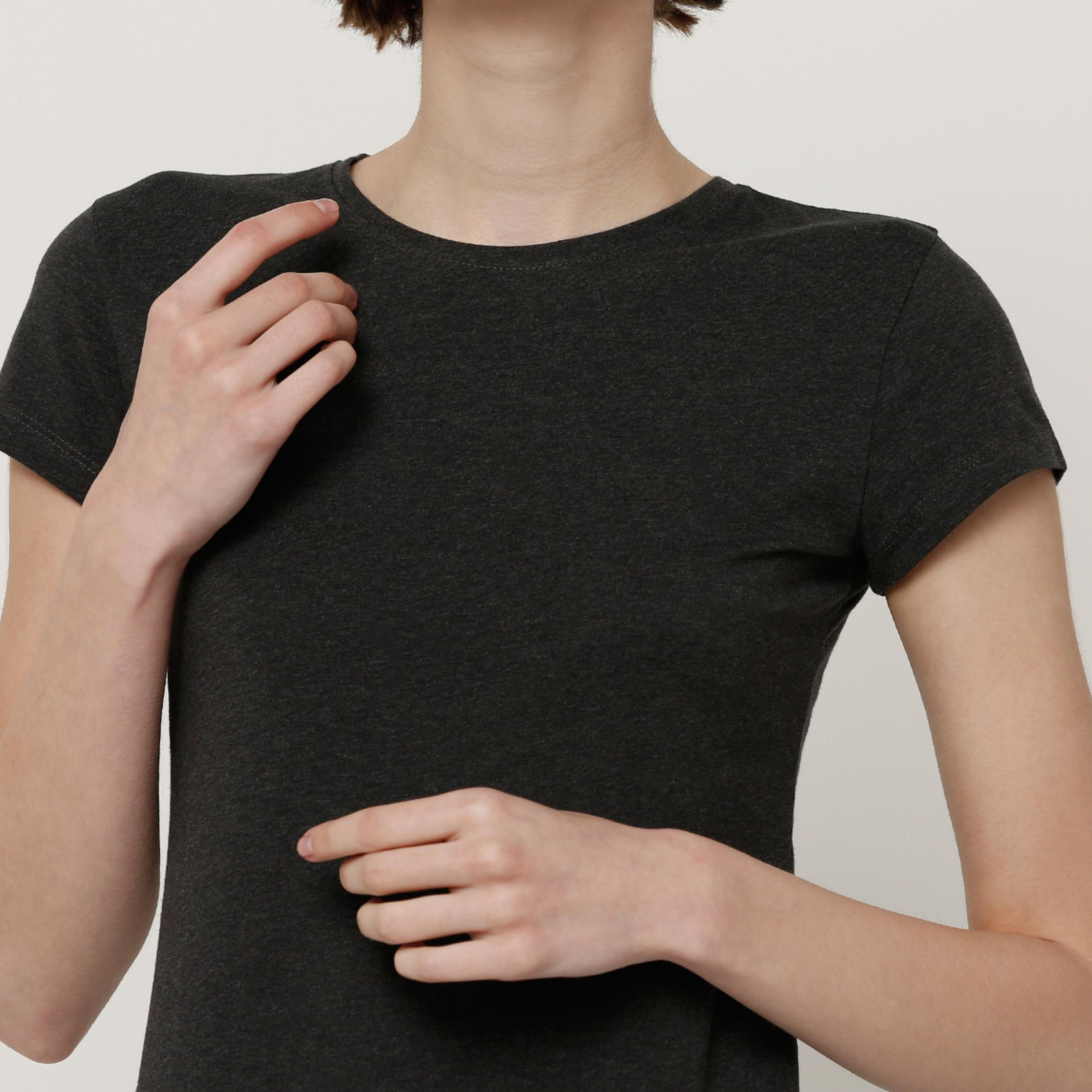 Plain Crew Neck T-Shirt with Cap Sleeves-women-clothing-tshirts-image-4