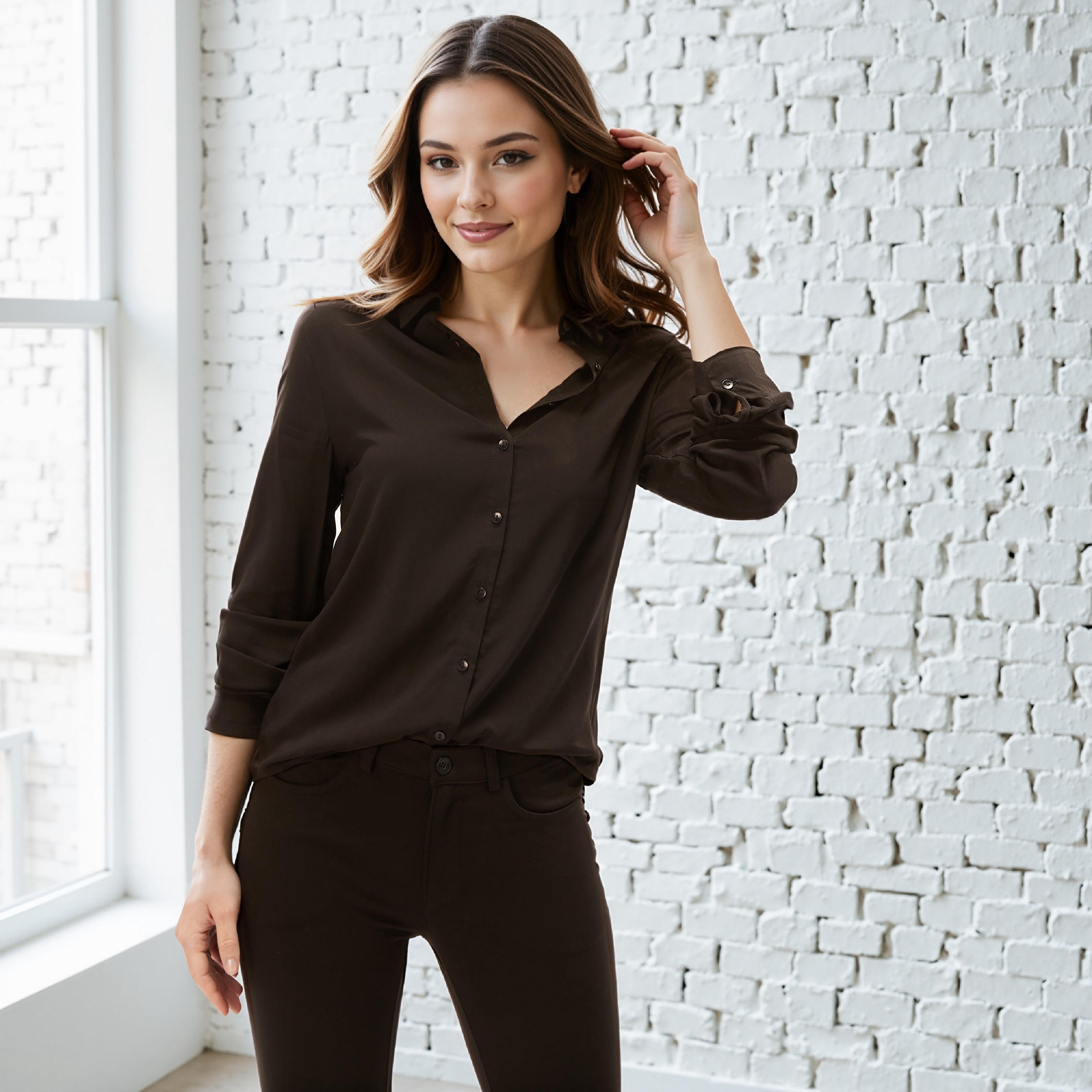 قميص بياقة عاديّة وأكمام طويلة-women-clothing-shirtsandblouses-shirts-image-8