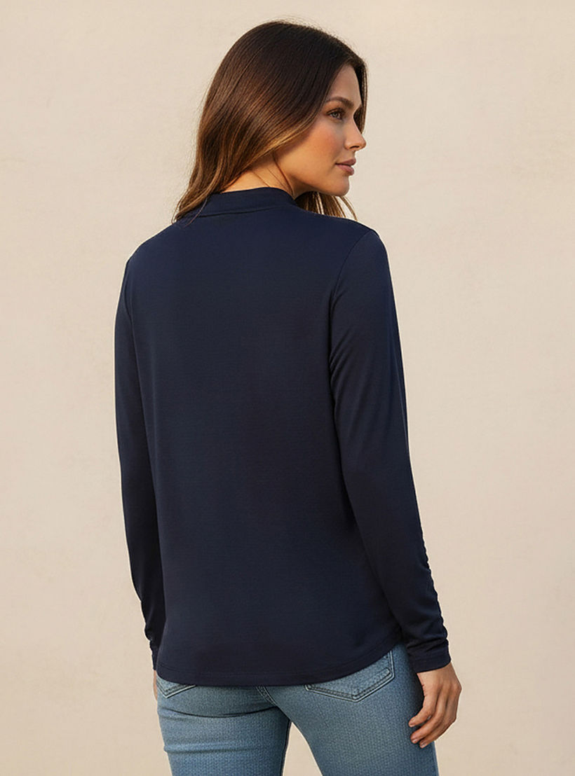 تيشيرت فائق التمدد بقصّة سليم وأكمام طويلة من سبلاش بيزيكس-women-clothing-tshirts-image-4