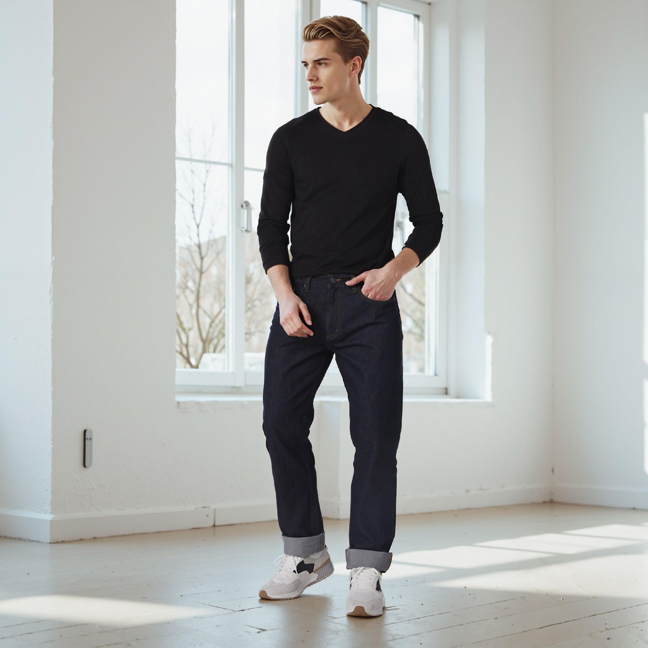 بنطلون جينز بزر إغلاق وتفاصيل جيب-men-clothing-bottoms-jeans-image-2