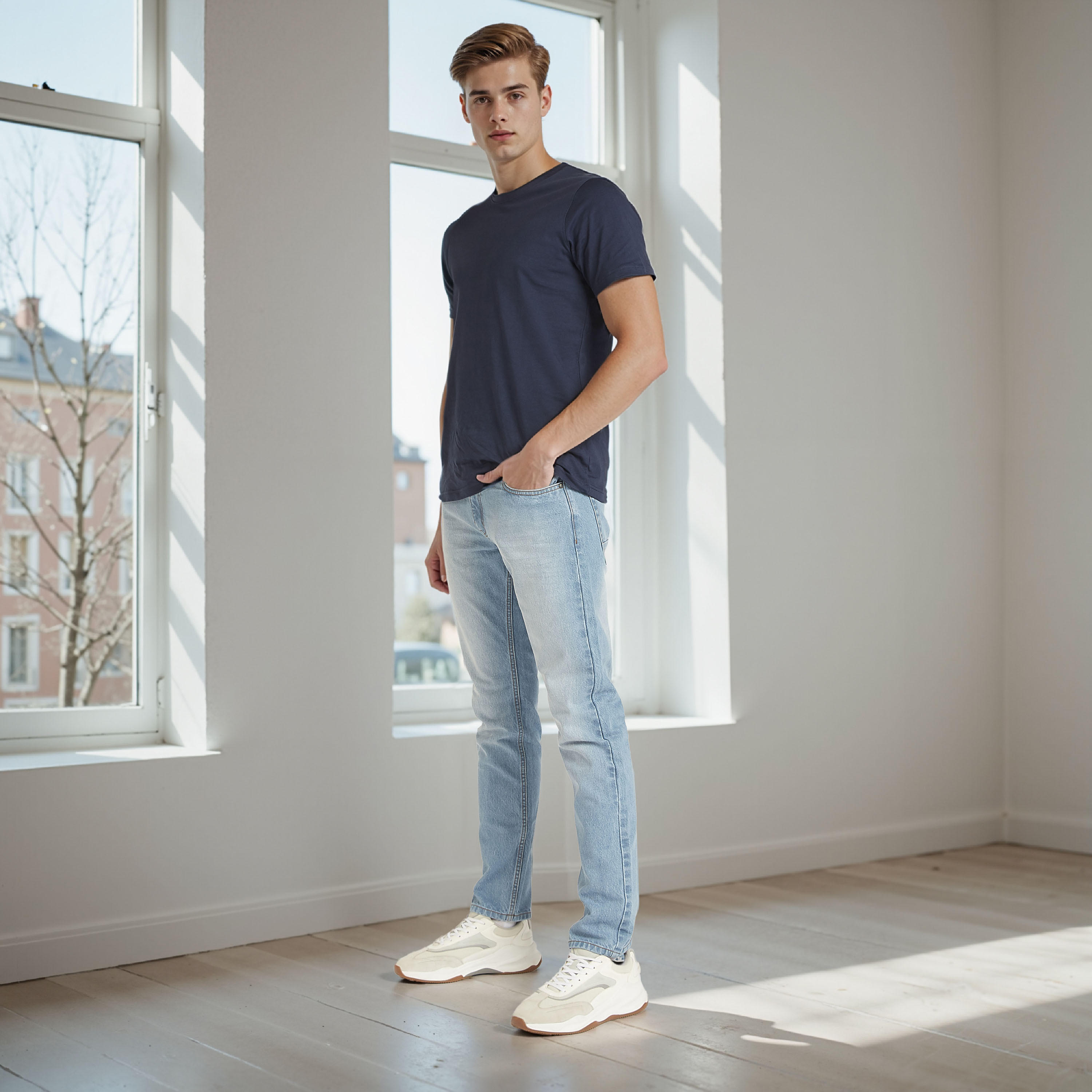 بنطلون جينز بتفاصيل جيوب وعراوي-men-clothing-bottoms-jeans-image-2