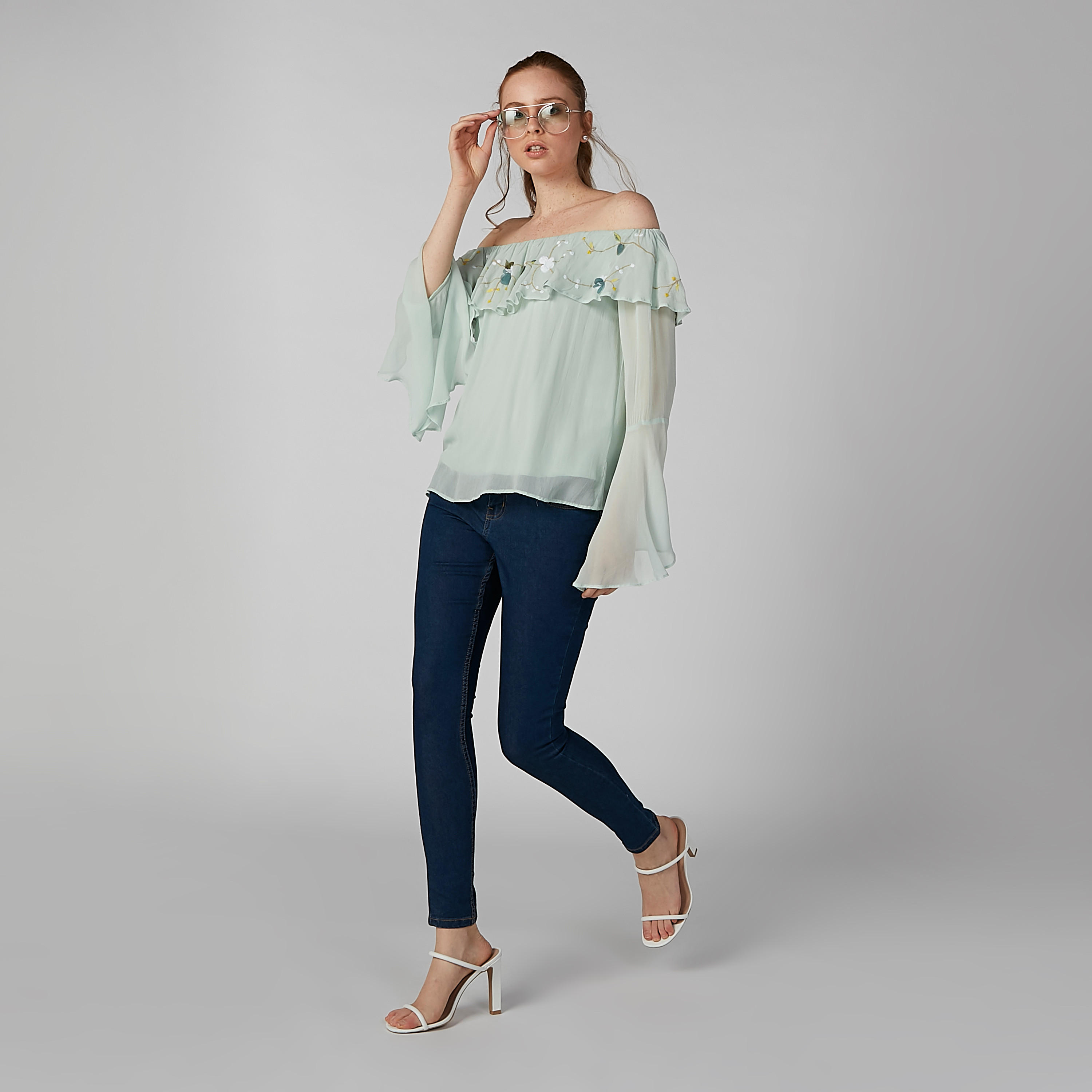 بنطال جينز طويل سادة بجيوب وحلقات للحزام-women-clothing-bottoms-jeans-image-2