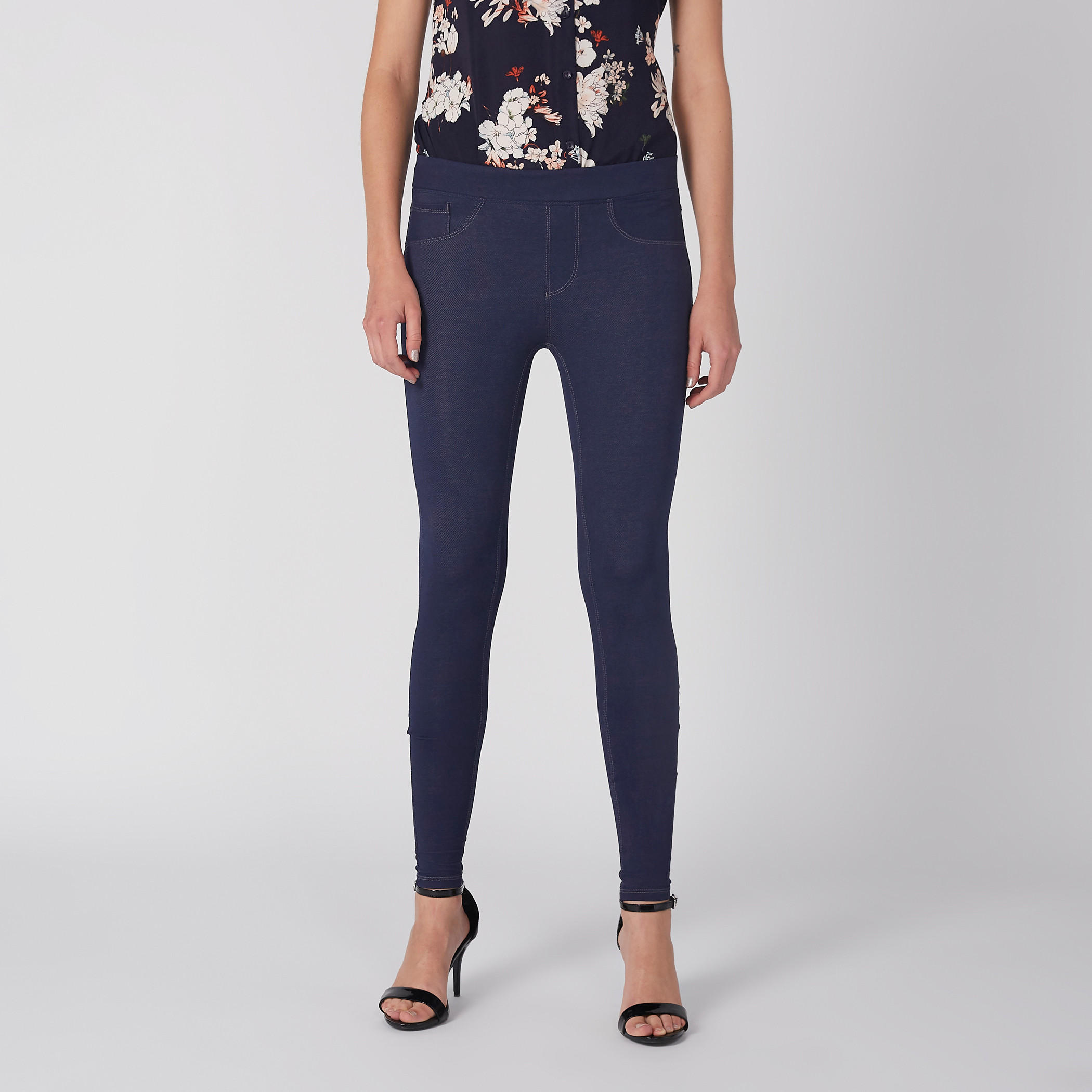Full Length Jeggings with Elasticised Waistband and Pocket Detail-women-clothing-bottoms-leggings-image-2