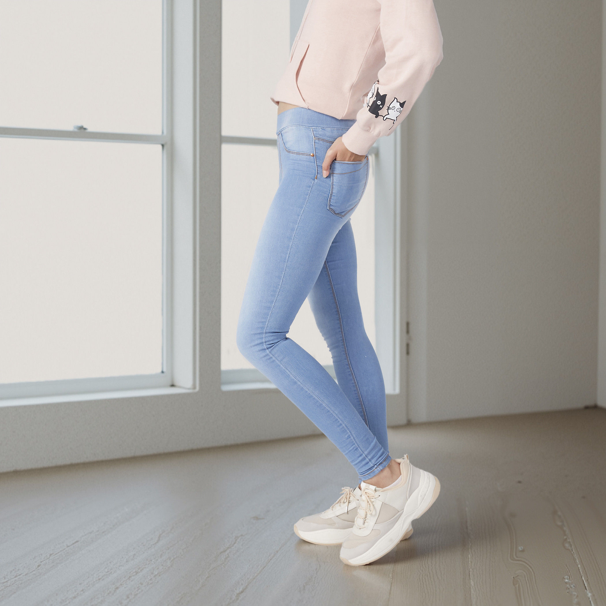 Full Length Jeggings with Elasticised Waistband and Pocket Detail-women-clothing-bottoms-leggings-image-3