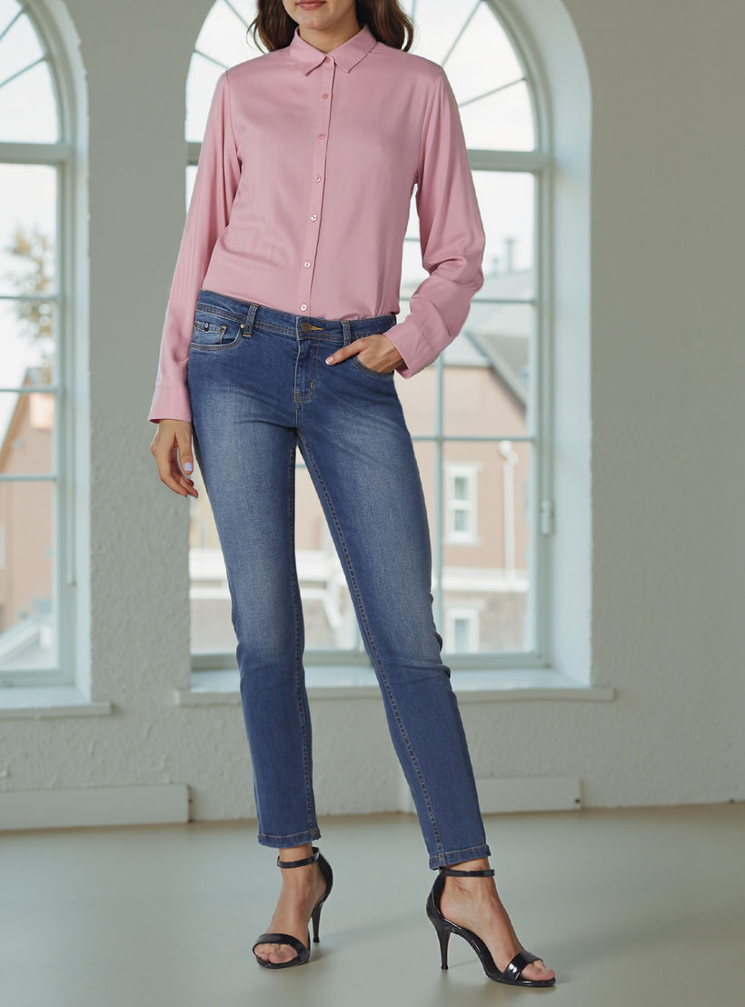 بنطال جينز طويل بزر إغلاق وجيوب مزينة-women-clothing-bottoms-jeans-image-1
