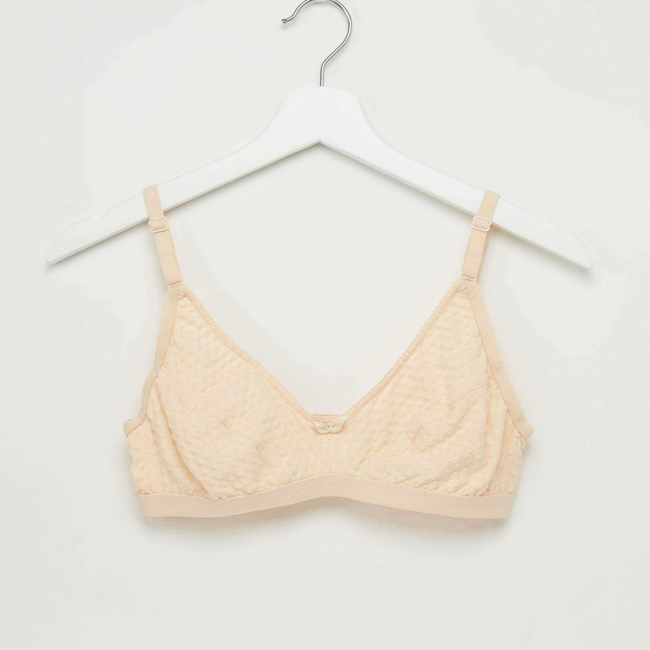 Textured Soft Bra with Hook and Eye Closure and Adjustable Straps-women-clothing-lingerie-bras-image-1