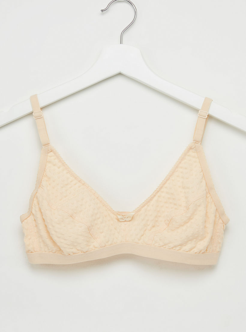 Textured Soft Bra with Hook and Eye Closure and Adjustable Straps-women-clothing-lingerie-bras-image-1