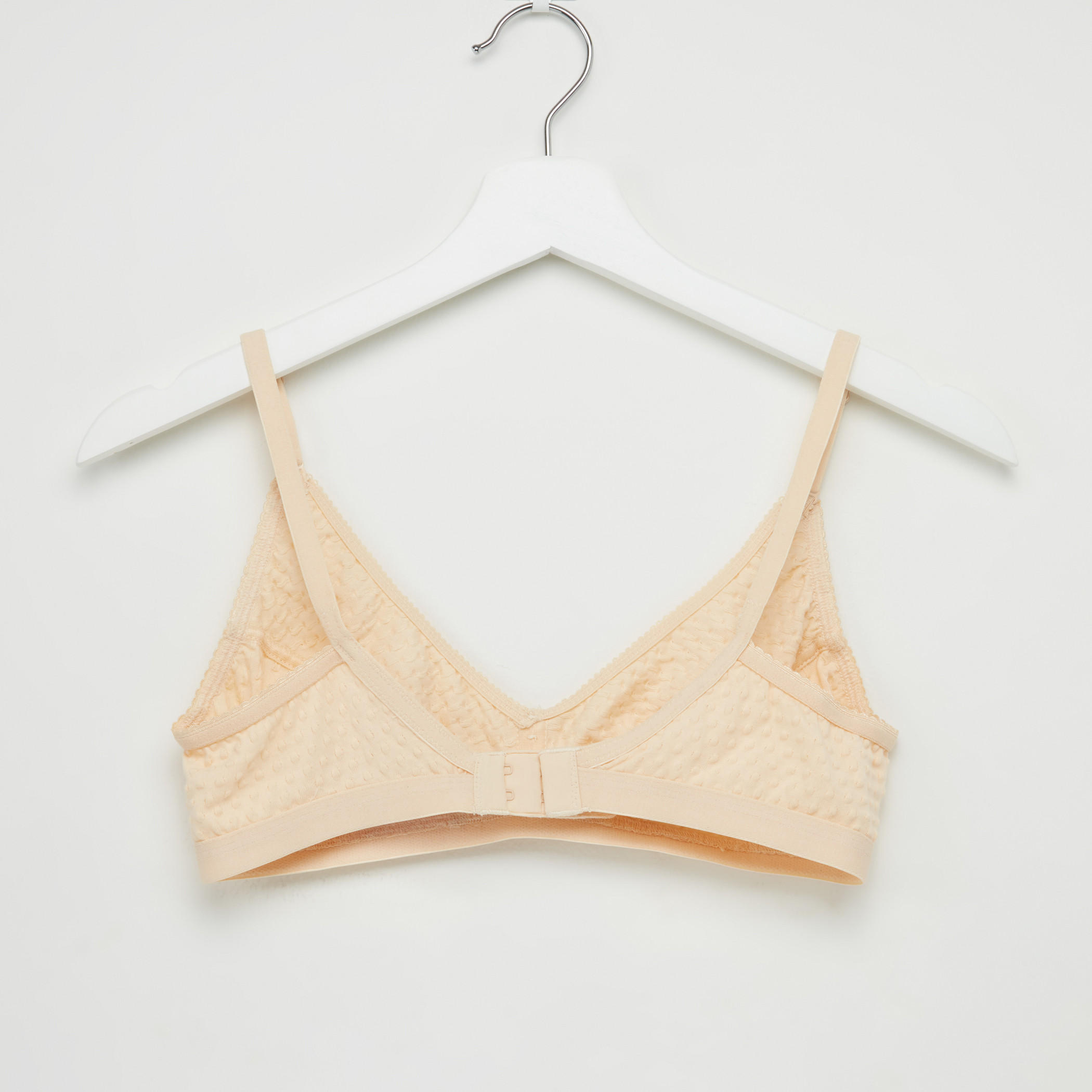 Textured Soft Bra with Hook and Eye Closure and Adjustable Straps-women-clothing-lingerie-bras-image-2