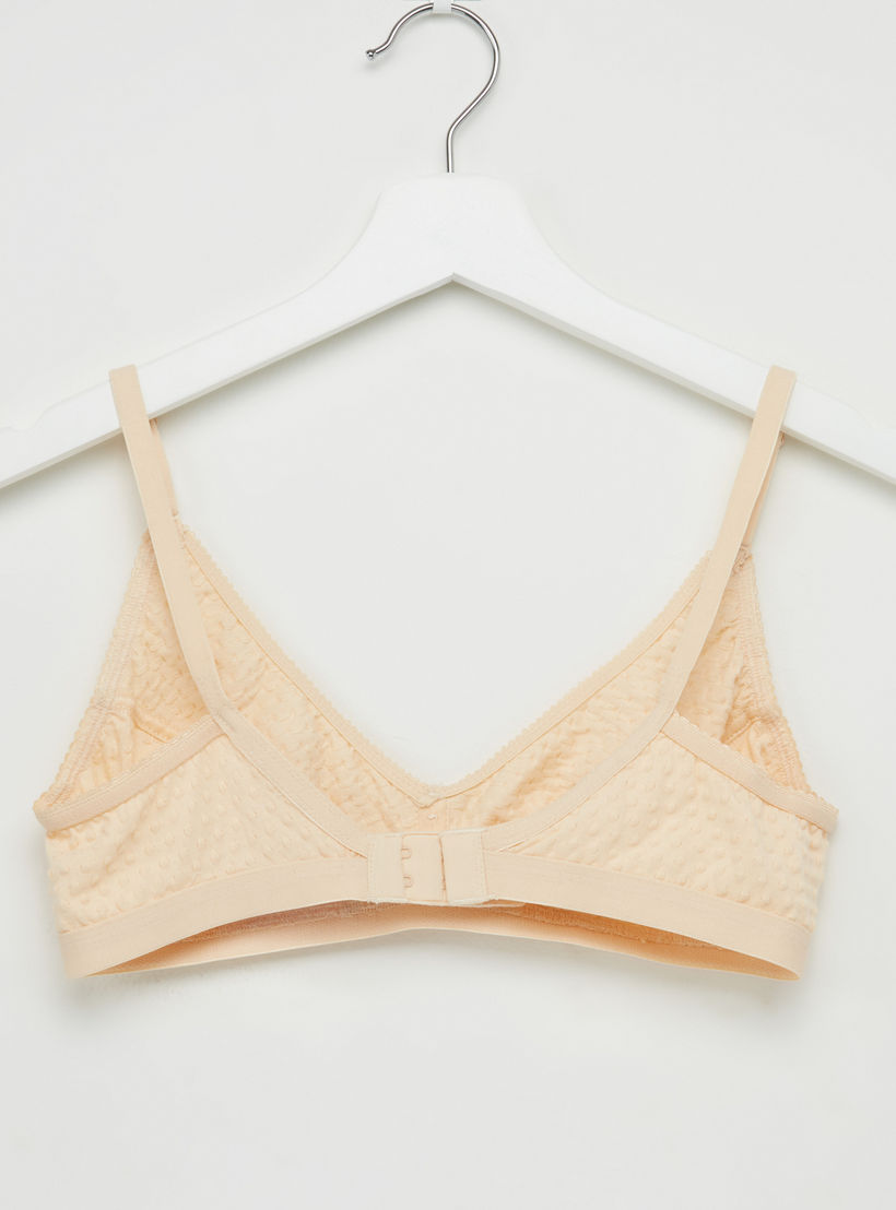 Textured Soft Bra with Hook and Eye Closure and Adjustable Straps-women-clothing-lingerie-bras-image-2