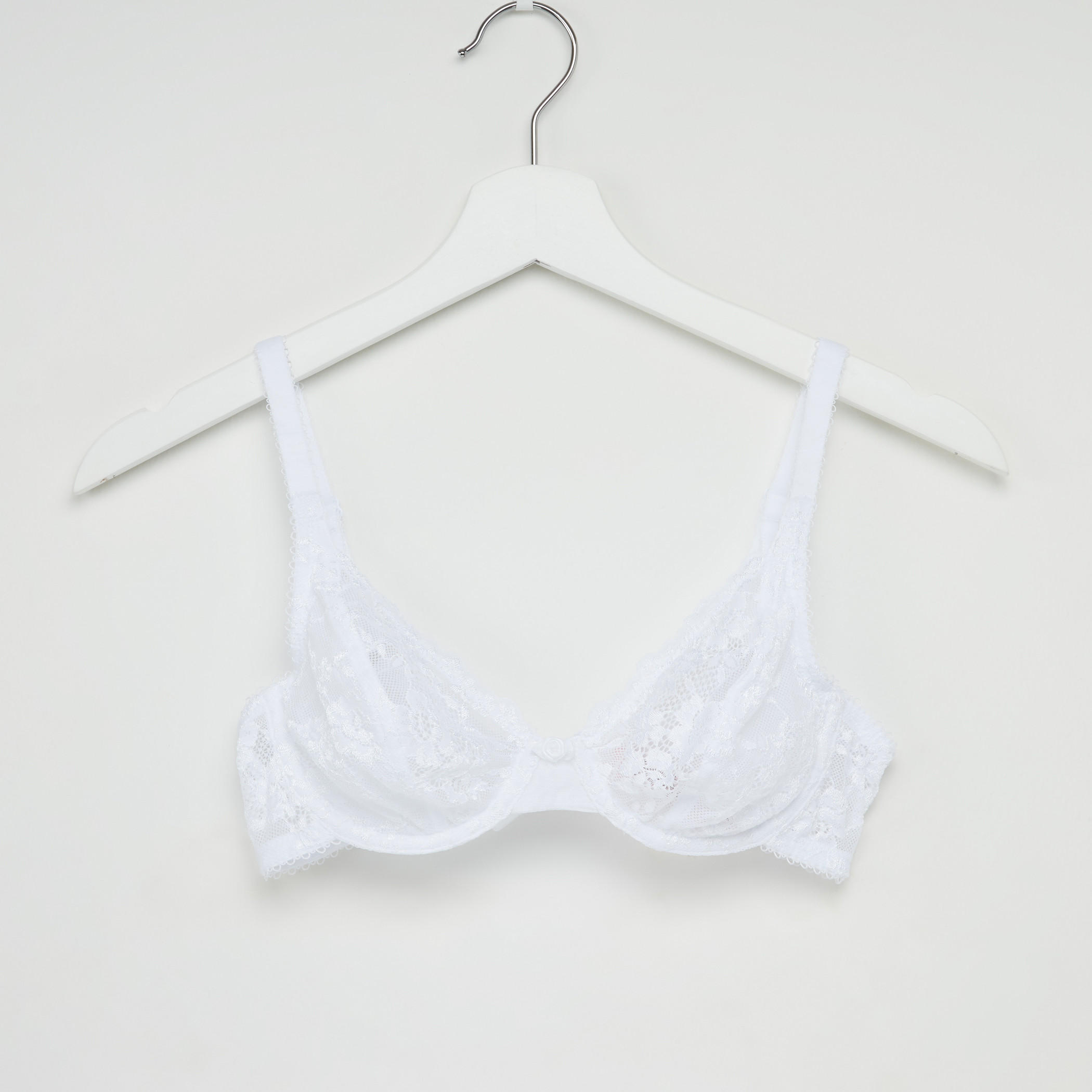 صدرية بتفاصيل دانتيل وخطافة وحمالات قابلة للتعديل-women-clothing-lingerie-bras-image-1