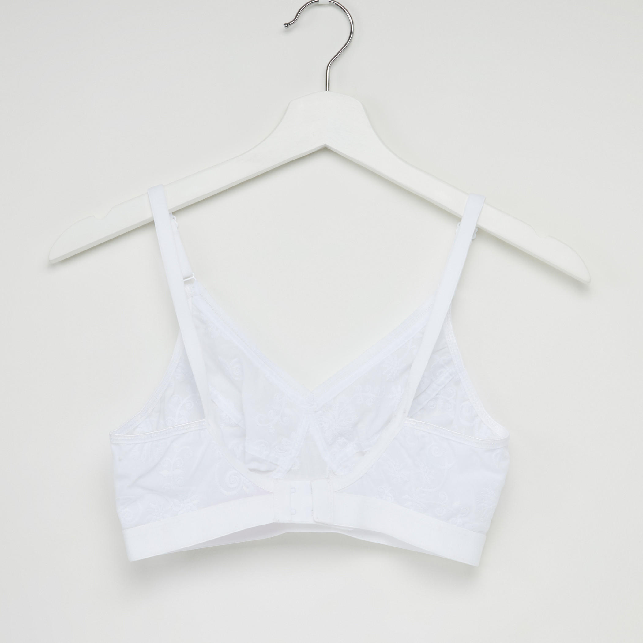 Bow Applique Detail Bra with Hook and Eye Closure-women-clothing-lingerie-bras-image-2