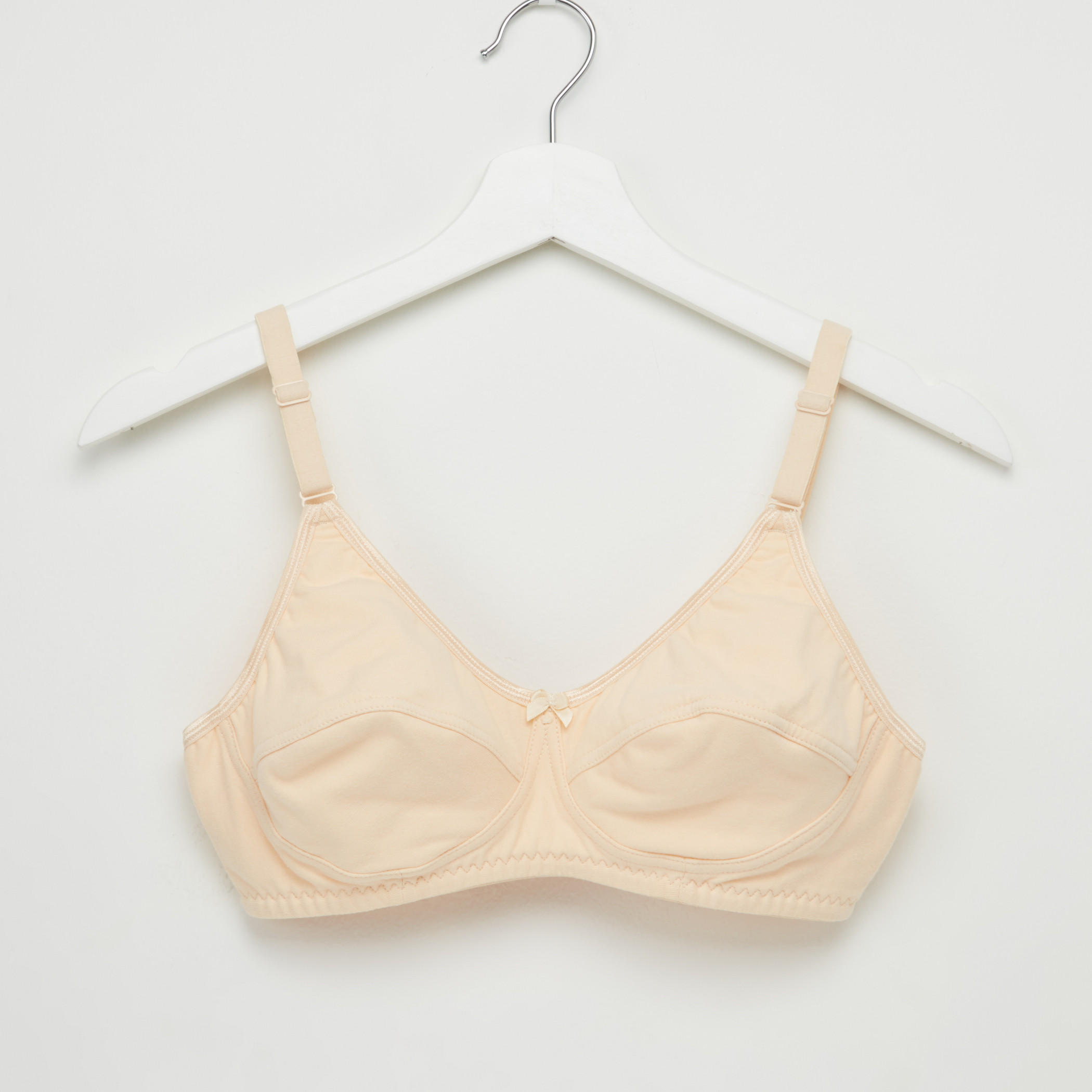 Bow Applique Detail Bra with Hook and Eye Closure-women-clothing-lingerie-bras-image-1
