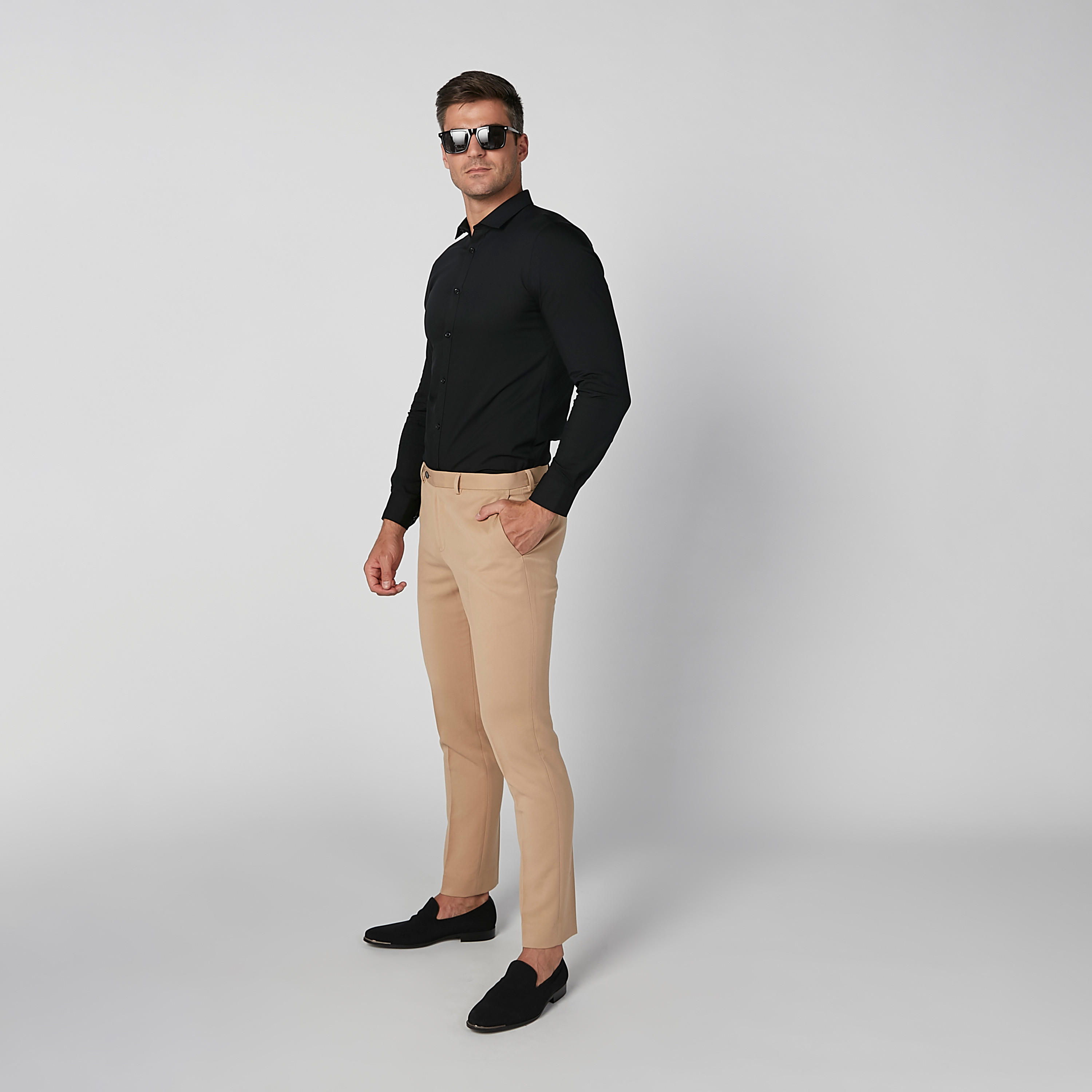 Plain Shirt with Long Sleeves and Complete Placket-men-clothing-shirts-image-2