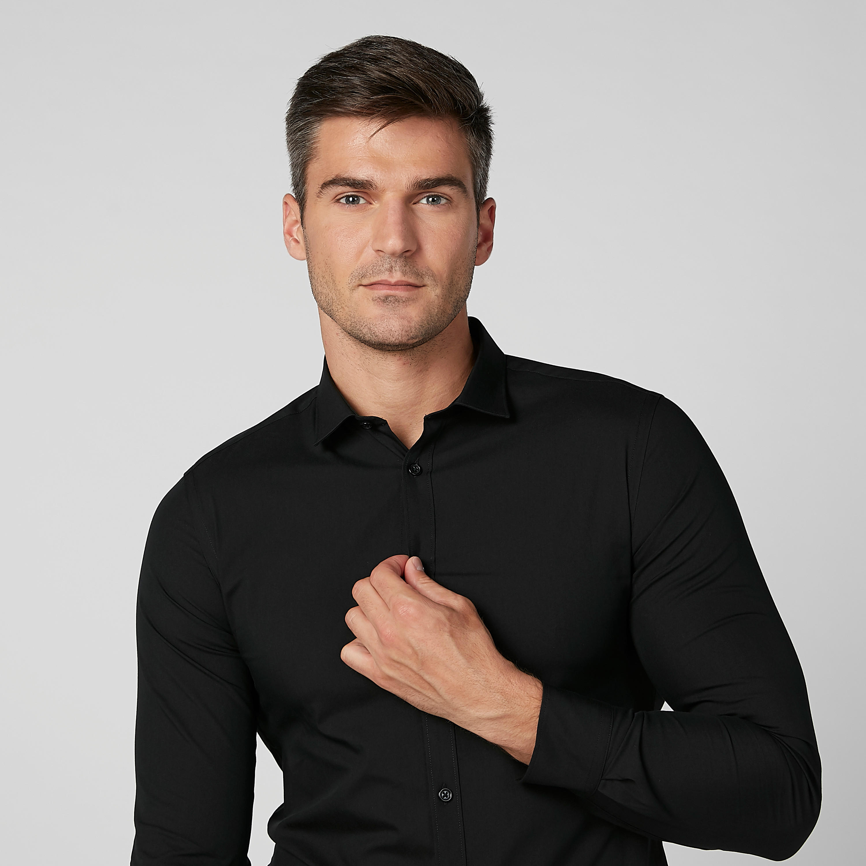 Plain Shirt with Long Sleeves and Complete Placket-men-clothing-shirts-image-5