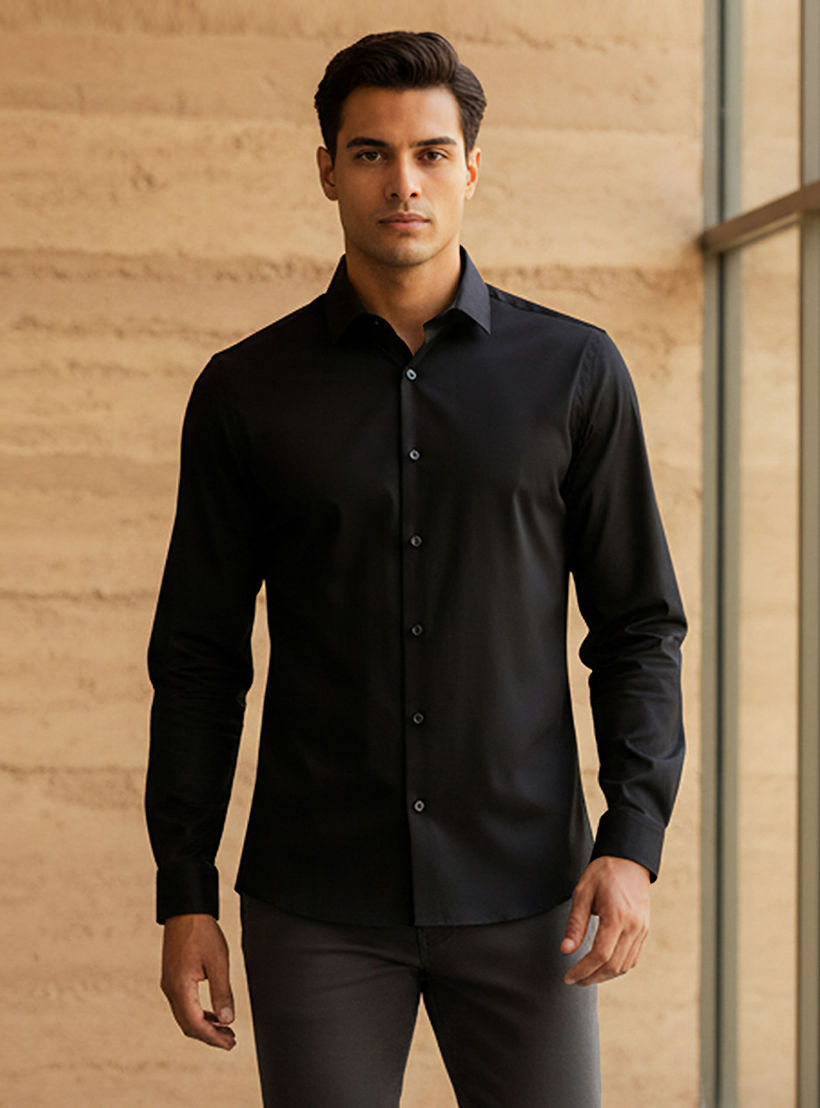 قميص بقصّة عادية وياقة عريضة وأكمام طويلة للرجال-men-clothing-shirts-image-1