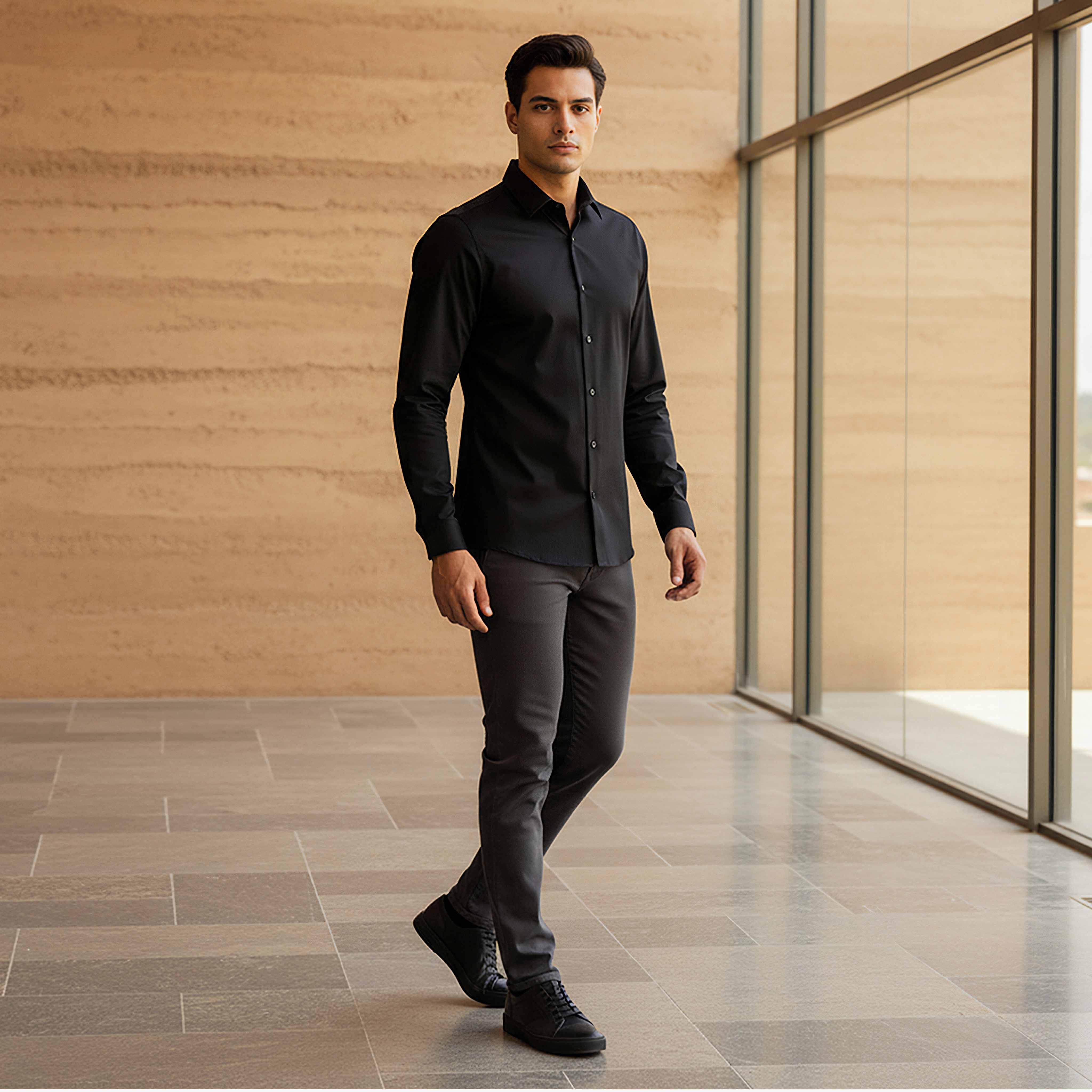 قميص بقصّة عادية وياقة عريضة وأكمام طويلة للرجال-men-clothing-shirts-image-3