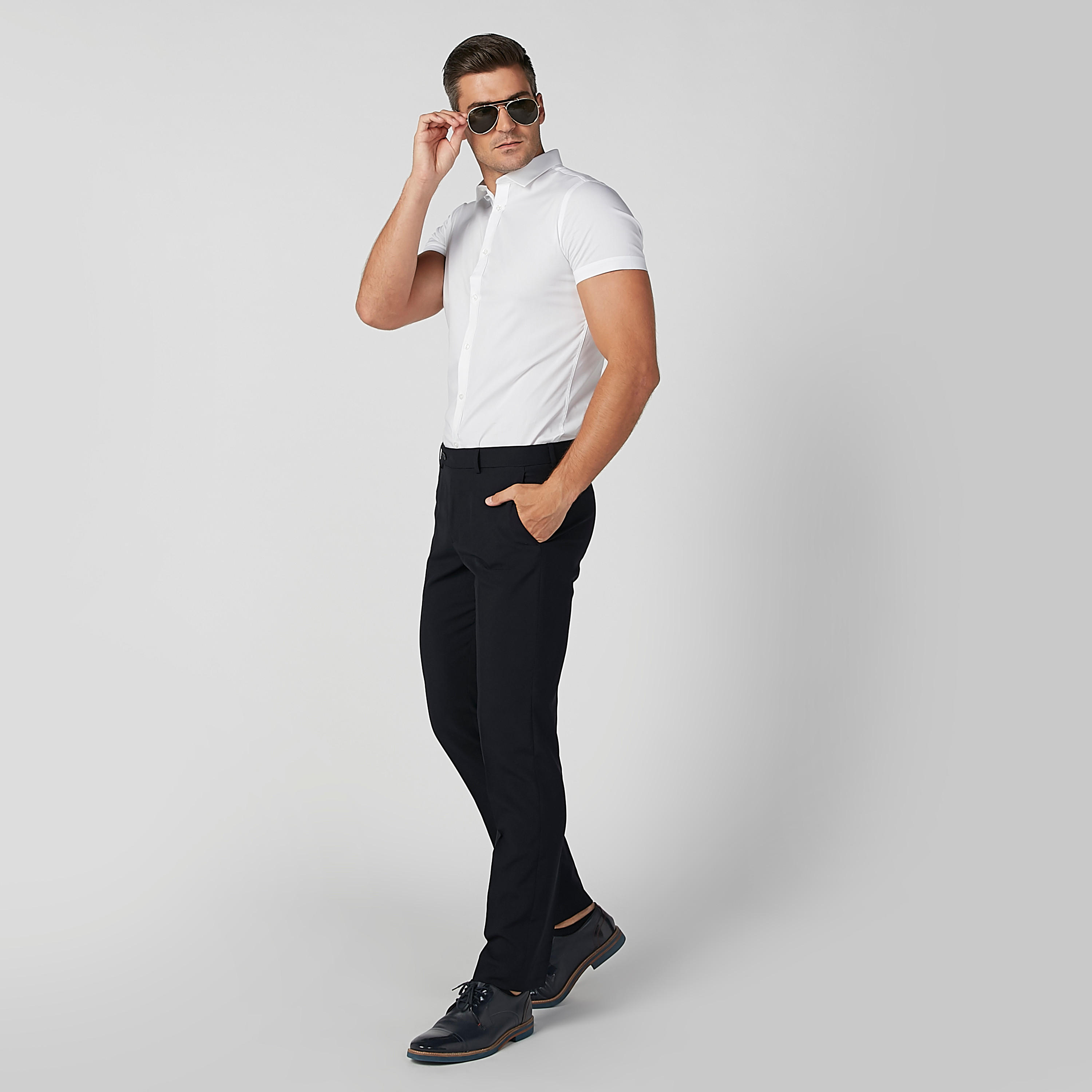 بنطال رسمي طويل سادة بجيوب وحلقات للحزام-men-clothing-bottoms-trousersandchinos-trousers-image-2
