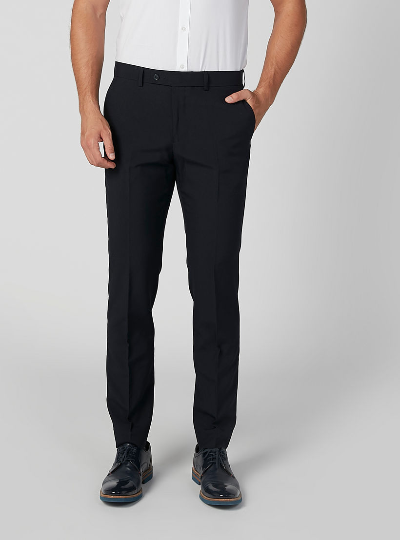 بنطال رسمي طويل سادة بجيوب وحلقات للحزام-men-clothing-bottoms-trousersandchinos-trousers-image-3